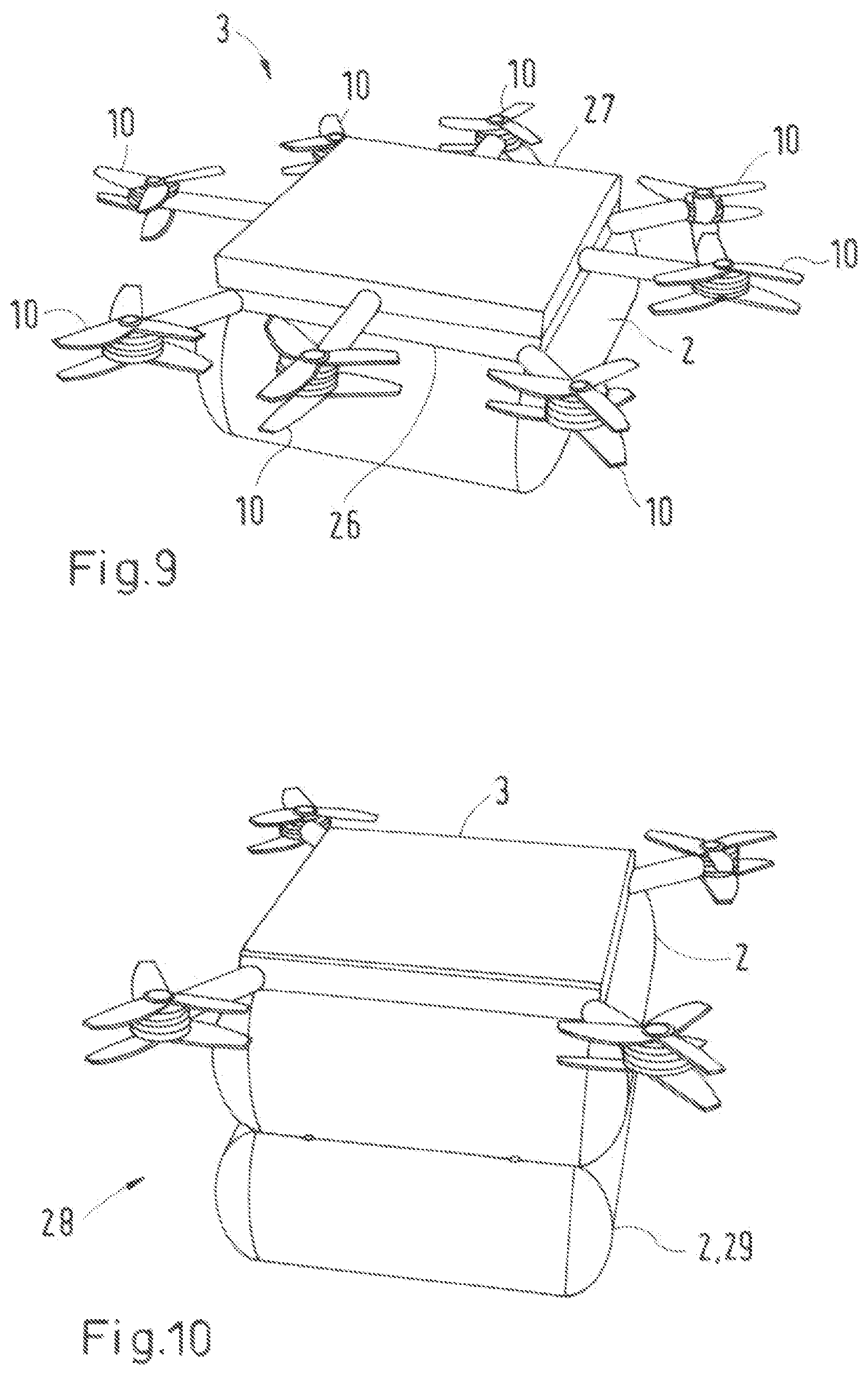 Patent US12497196 Figure 6 – Goods transport by means of unmanned aircraft and transport containers
