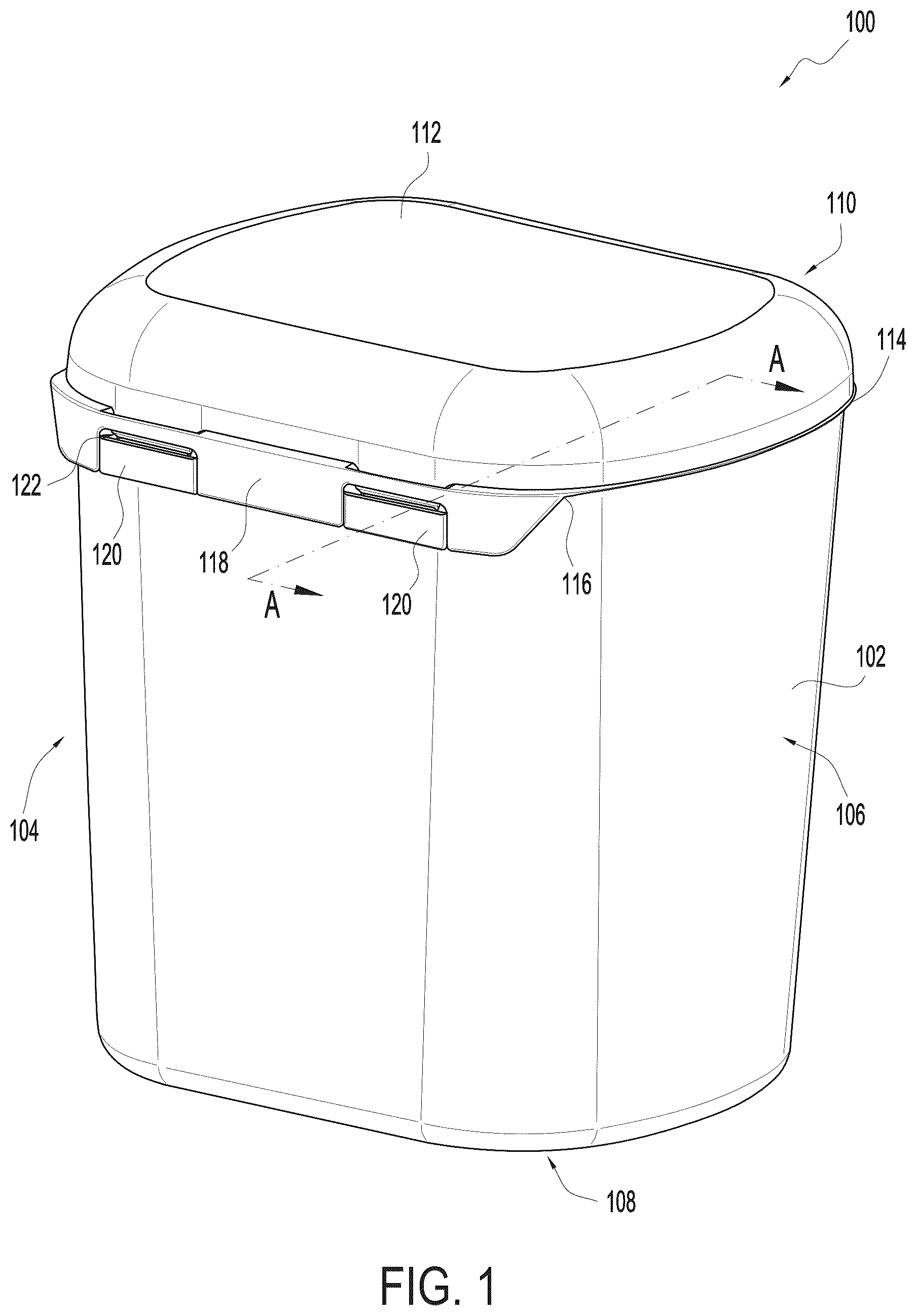 Patent US12497220 Figure 1 – Tamper evident tub