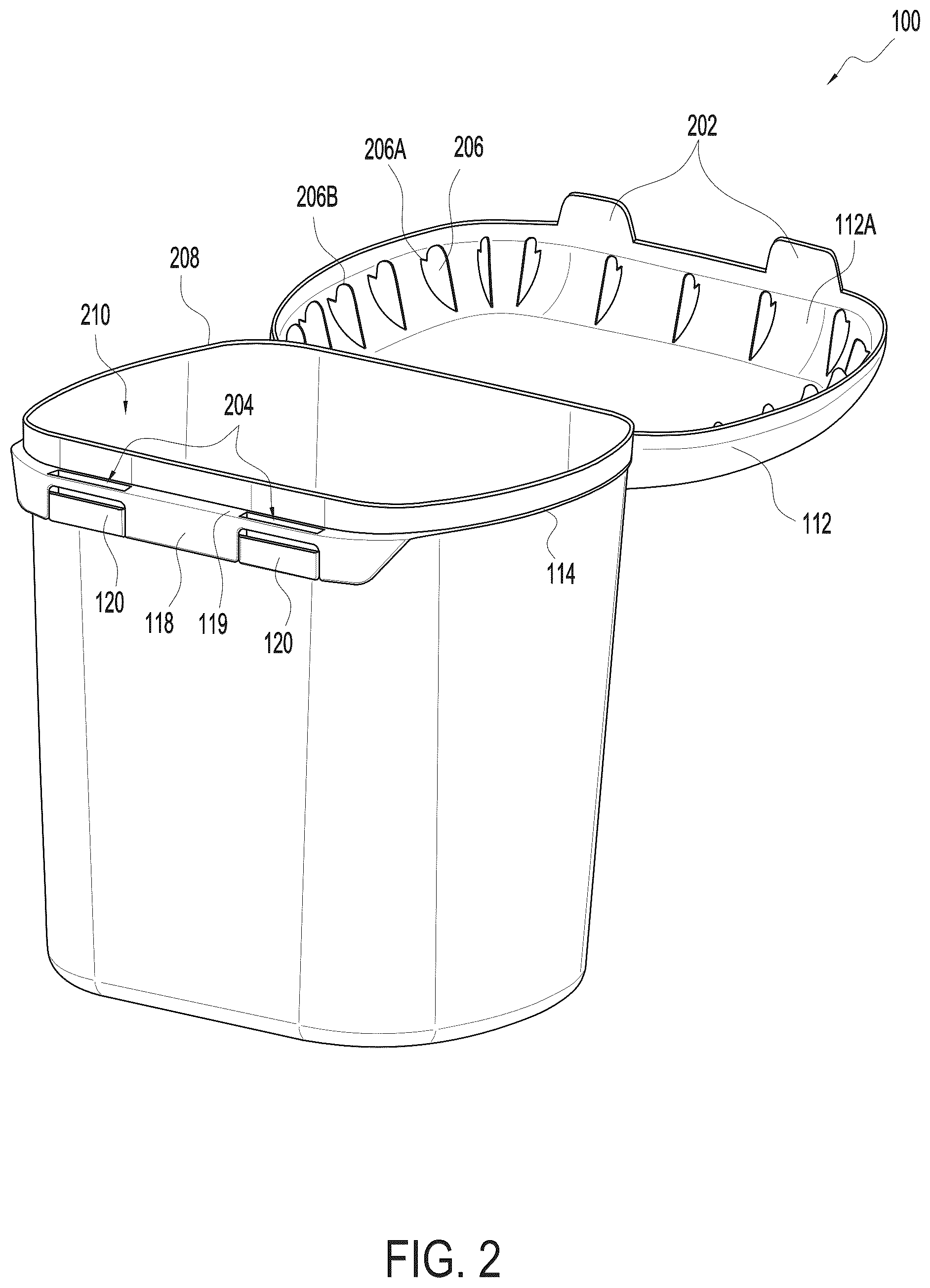 Patent US12497220 Figure 2 – Tamper evident tub