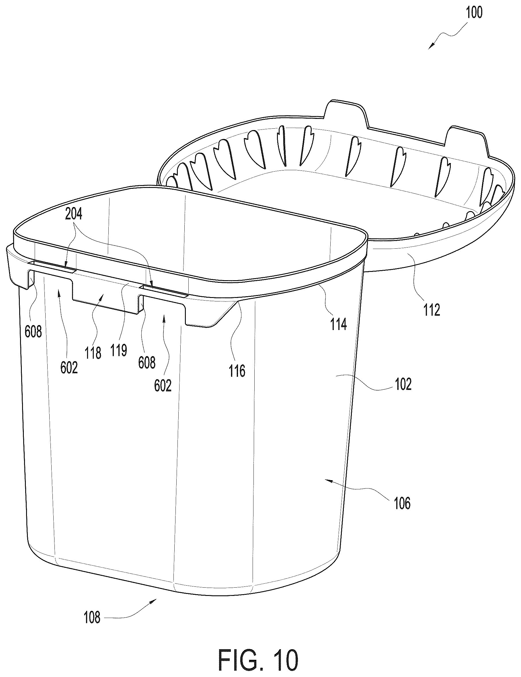 Patent US12497220 Figure 10 – Tamper evident tub
