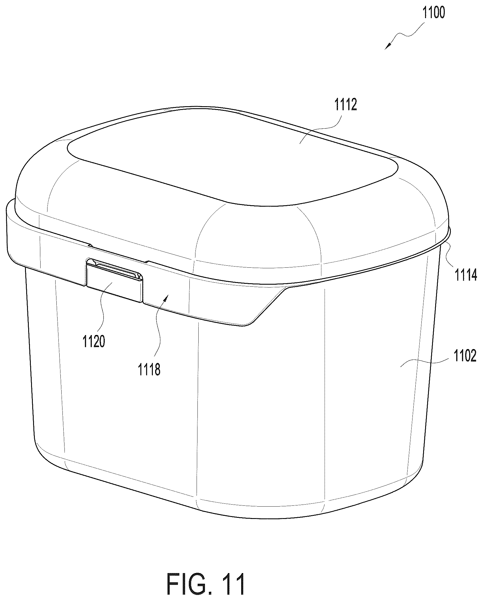 Patent US12497220 Figure 11 – Tamper evident tub