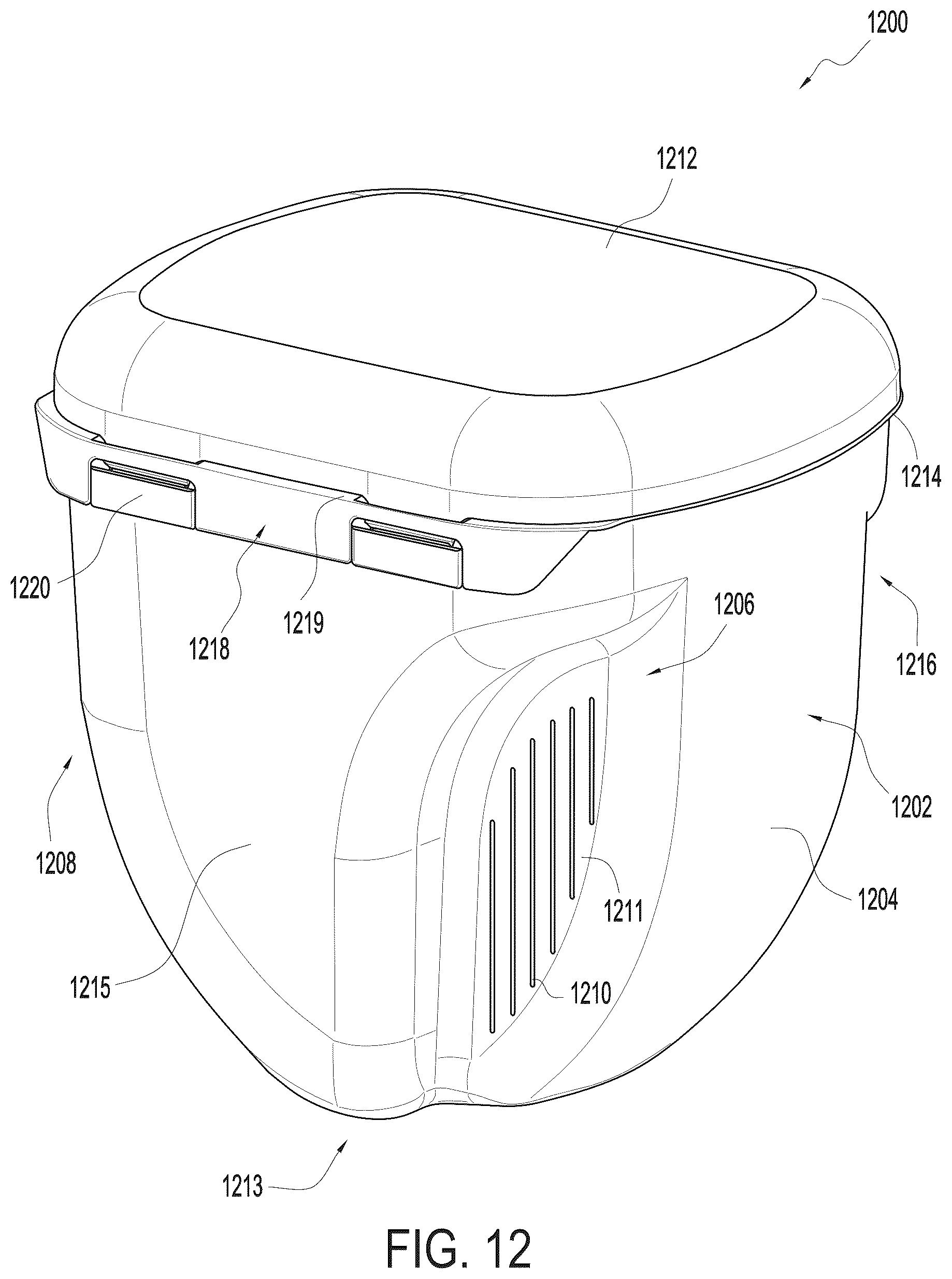 Patent US12497220 Figure 12 – Tamper evident tub