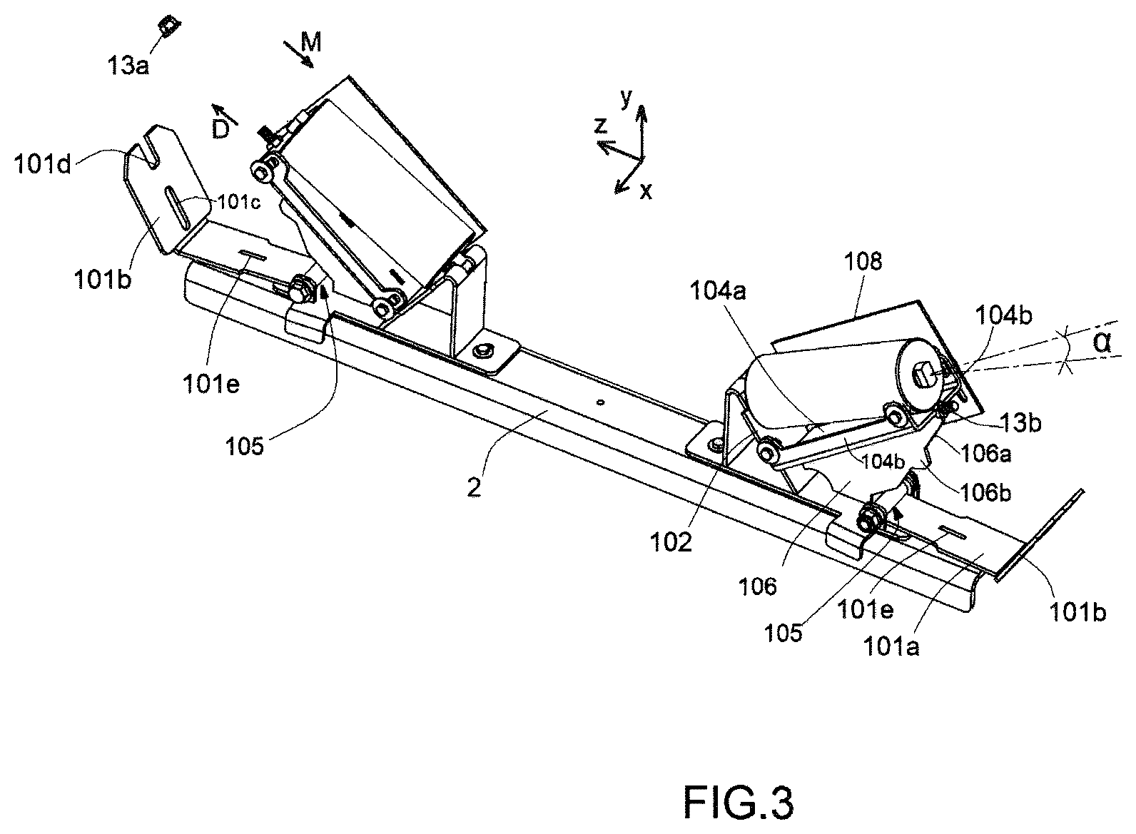 Patent US12497244 Figure 3 – Device for laterally guiding an endless conveyor belt of a trough conveyor