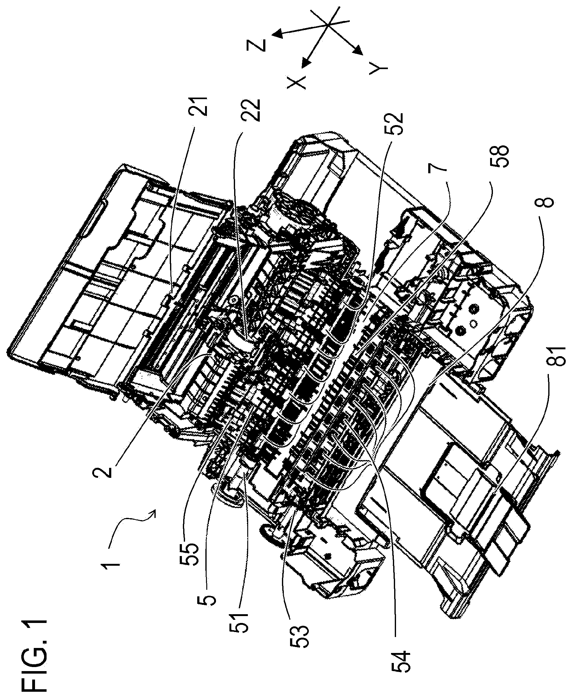 Patent US12497255 Figure 1 – Conveying apparatus and recording device