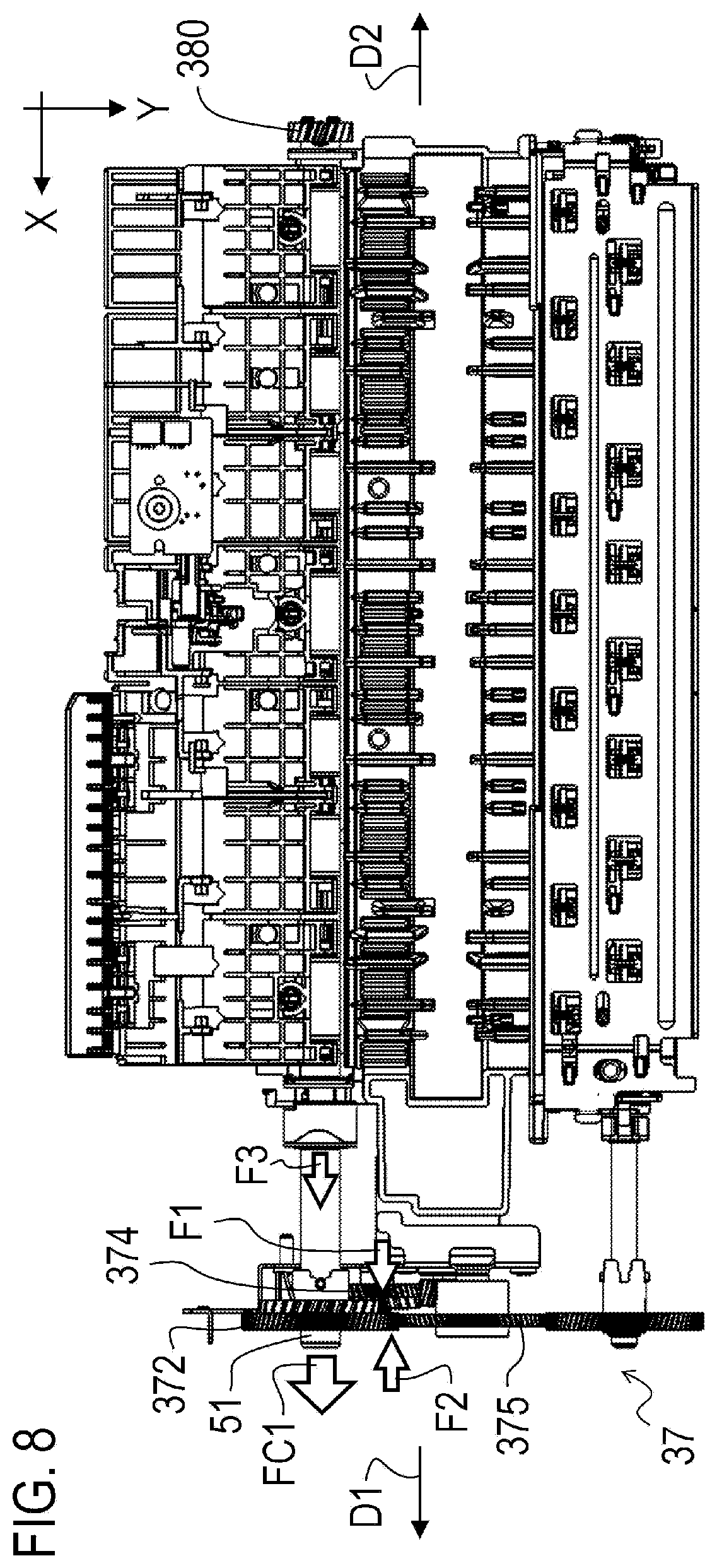 Patent US12497255 Figure 8 – Conveying apparatus and recording device