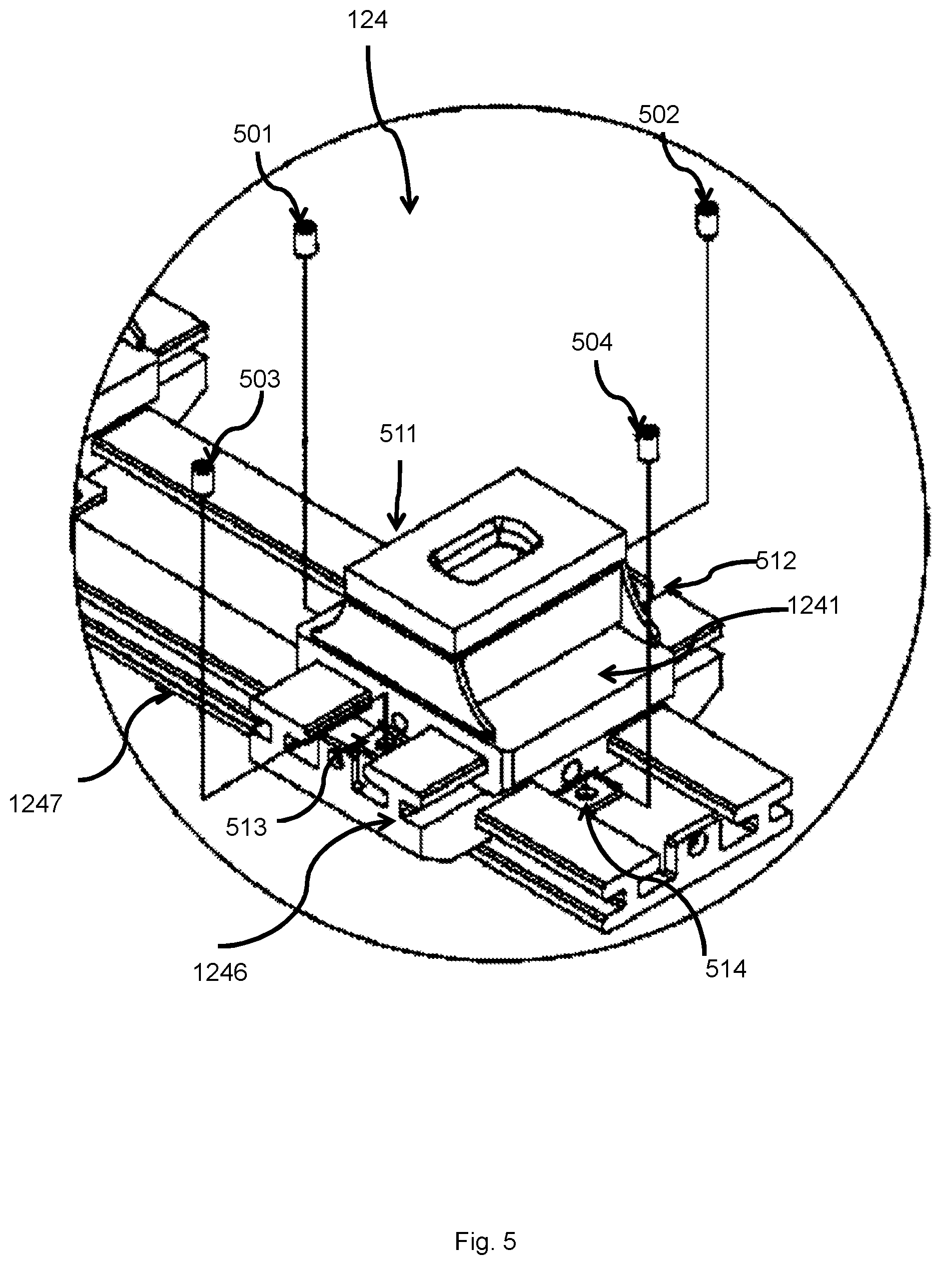 Patent US12497268 Figure 5 – Interconnection unit configured to connect modules of a cargo container coupling arrangement