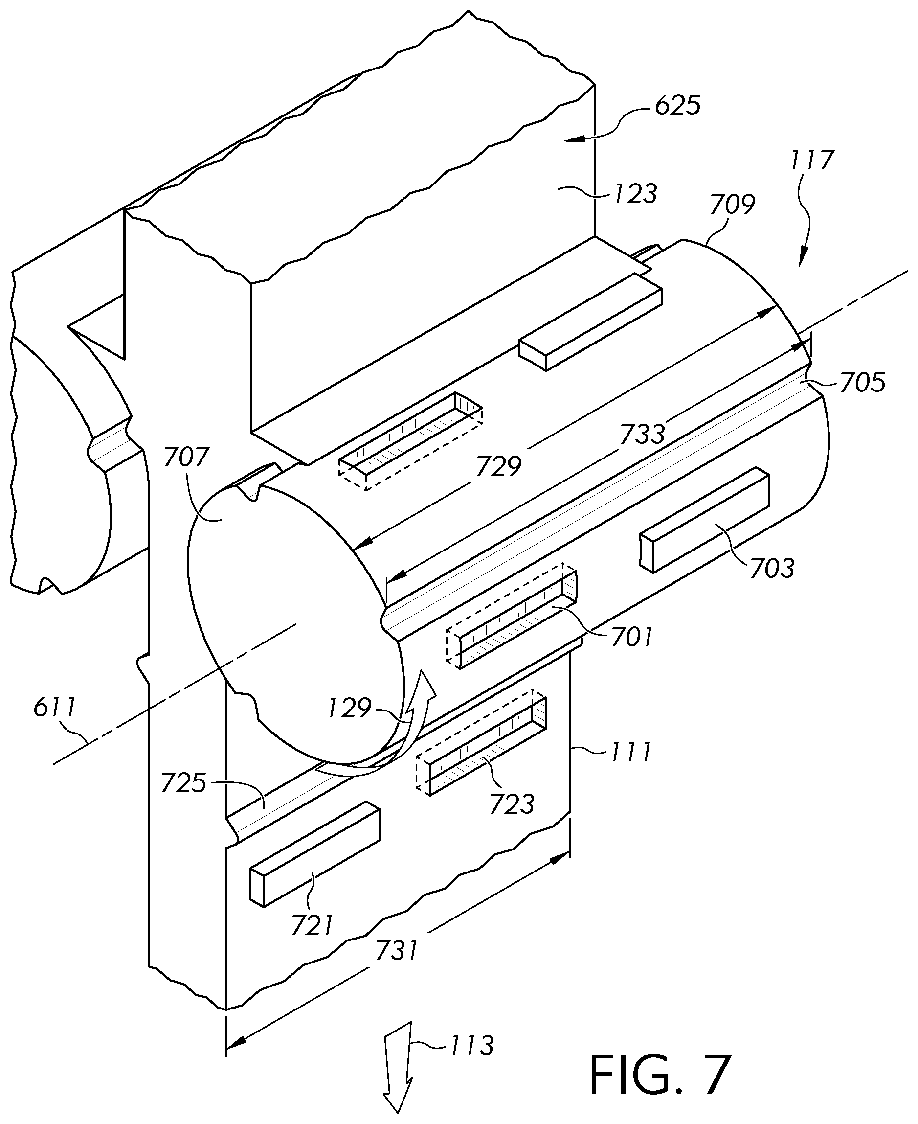 Patent US12497318 Figure 7 – Methods and apparatus for manufacturing a glass ribbon