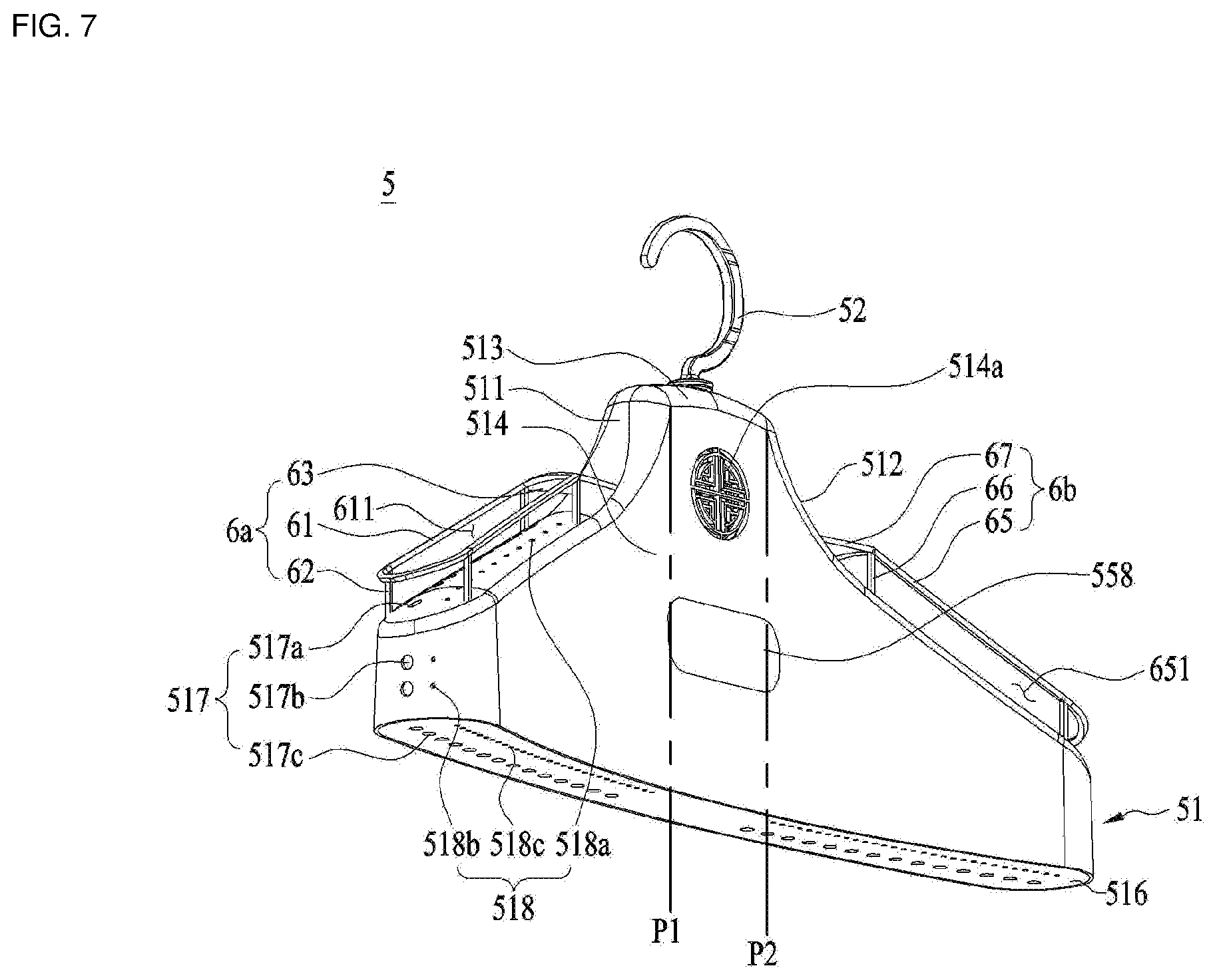 Patent US12497729 Figure 7 – Hanger and laundry treatment apparatus including the same