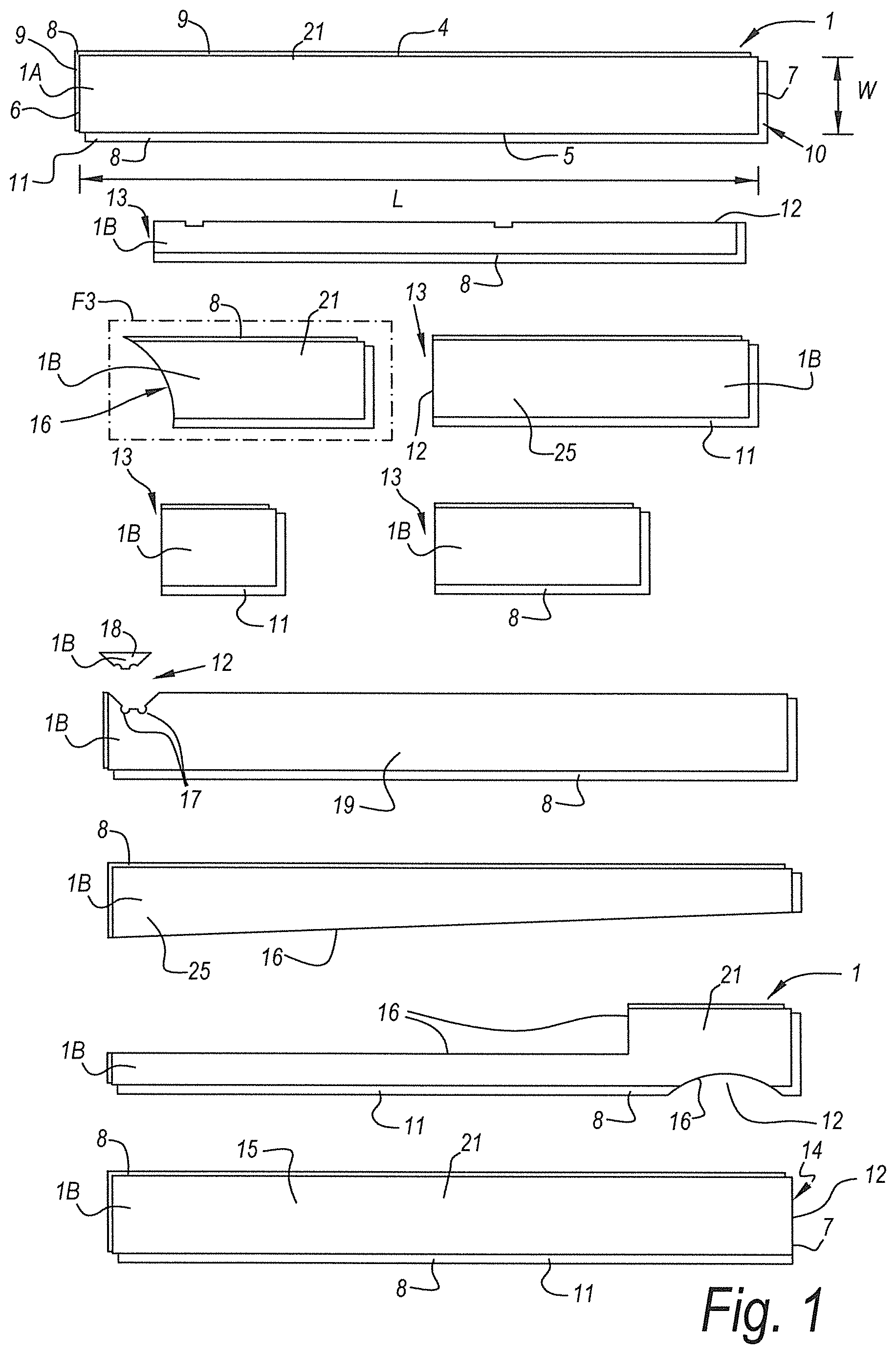 Patent US12497783 Figure 1 – Method for composing a set of floor panels