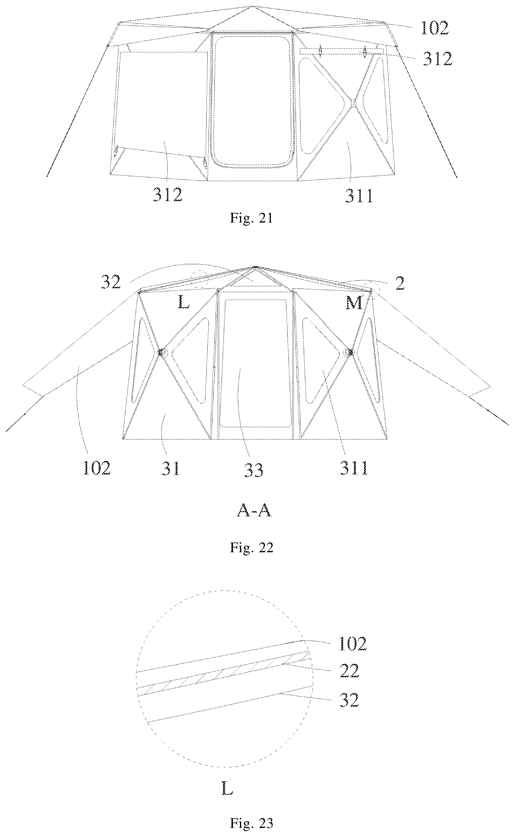 Patent US12497799 Figure 10 – Multi-form tent