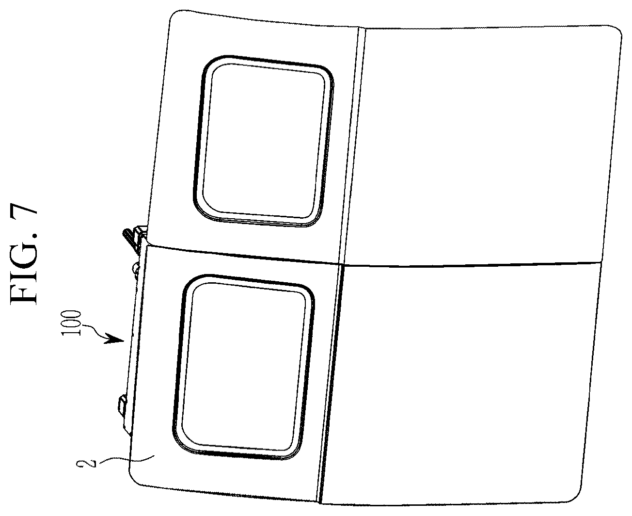 Patent US12497815 Figure 7 – Door open-close device for vehicle