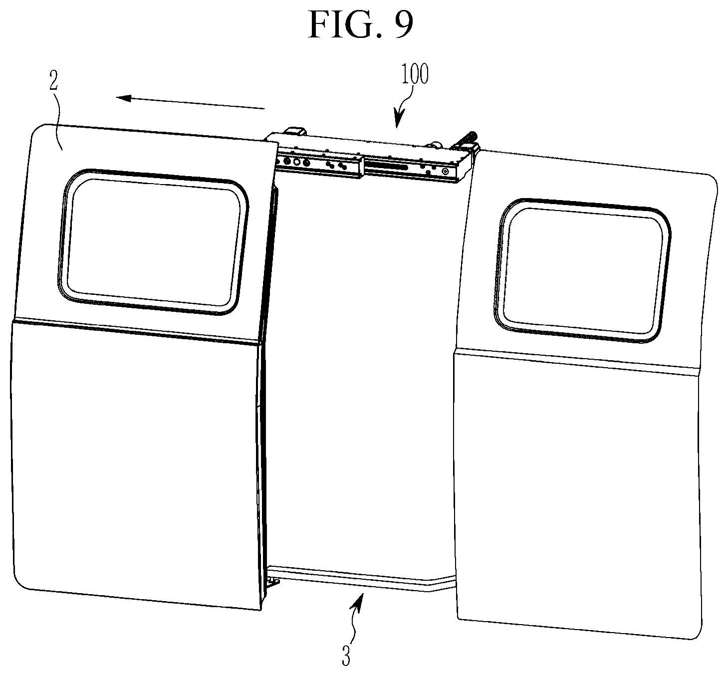 Patent US12497815 Figure 9 – Door open-close device for vehicle