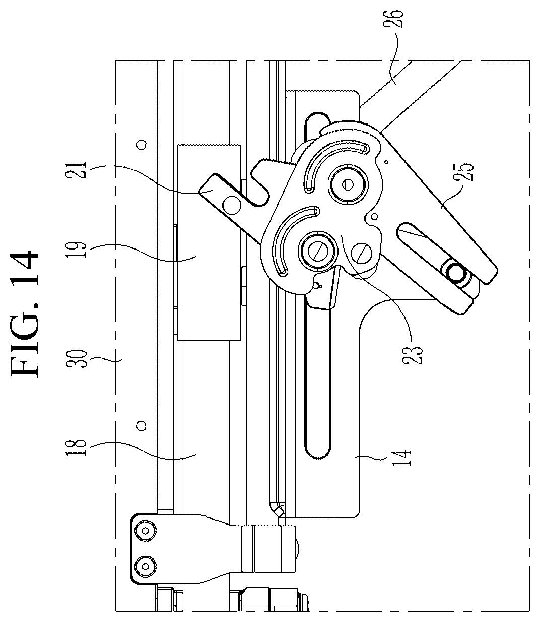 Patent US12497815 Figure 14 – Door open-close device for vehicle