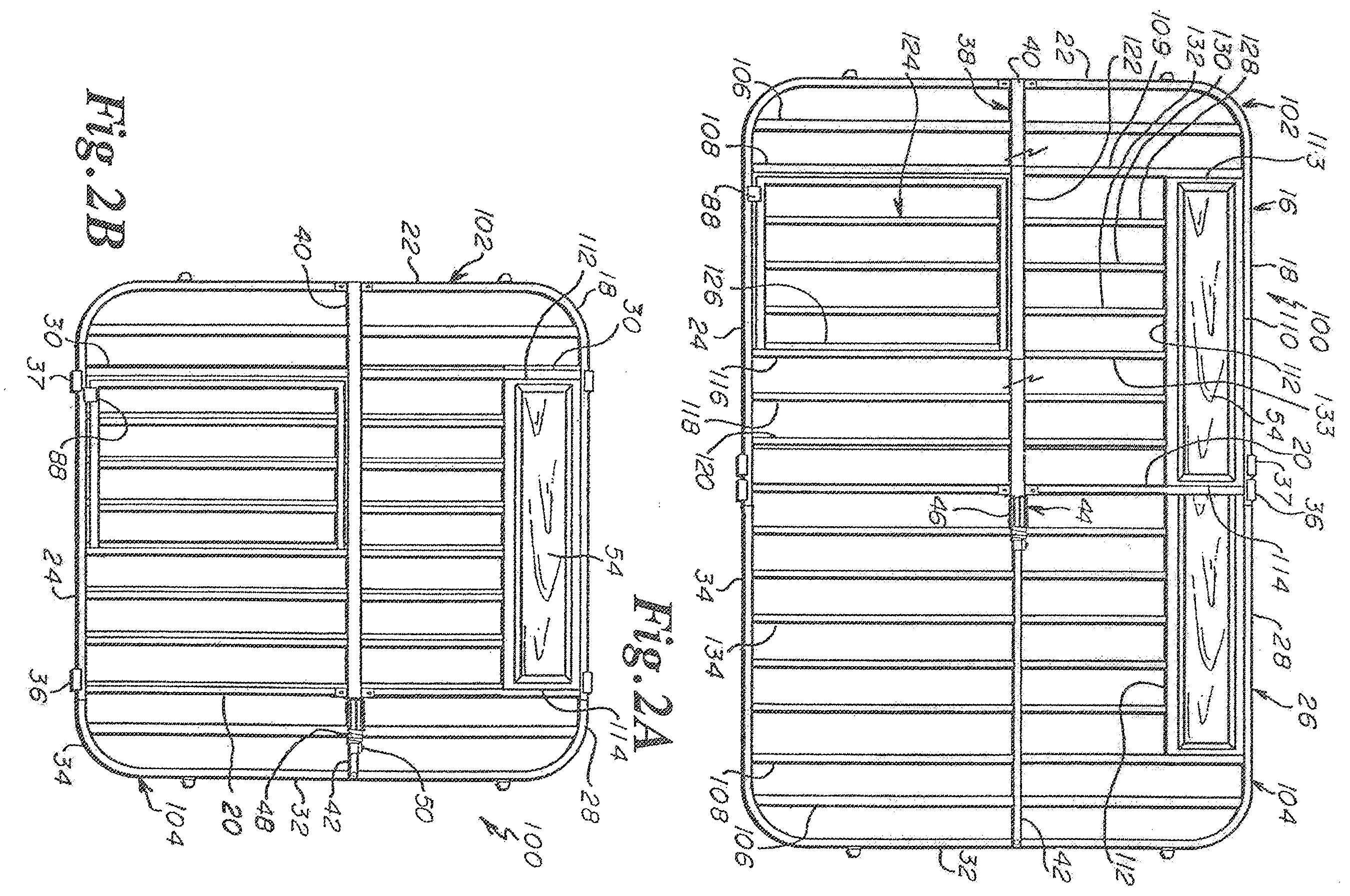 Patent US12497826 Figure 2 – Expandable barrier with matching panels and corner pet door