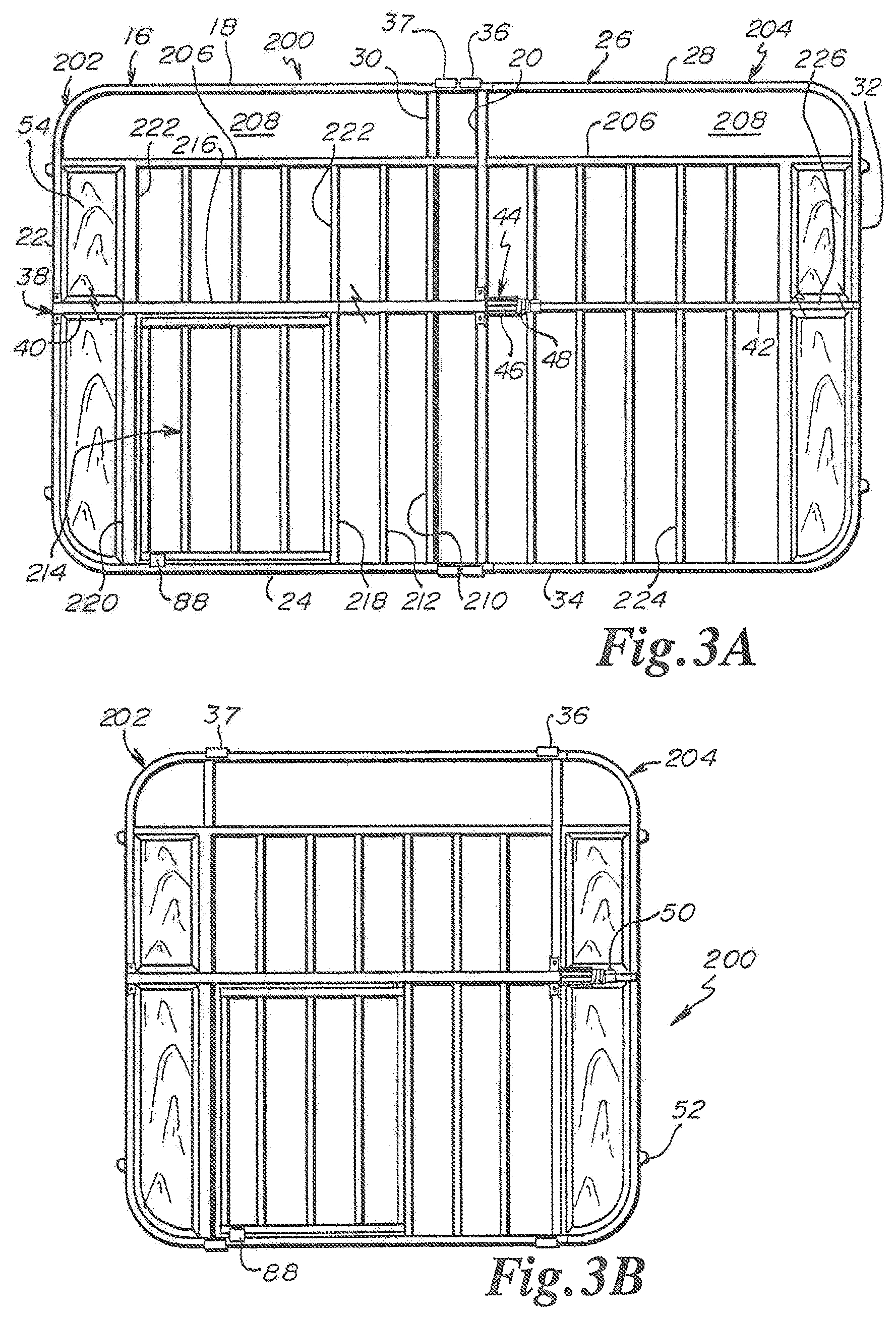 Patent US12497826 Figure 3 – Expandable barrier with matching panels and corner pet door