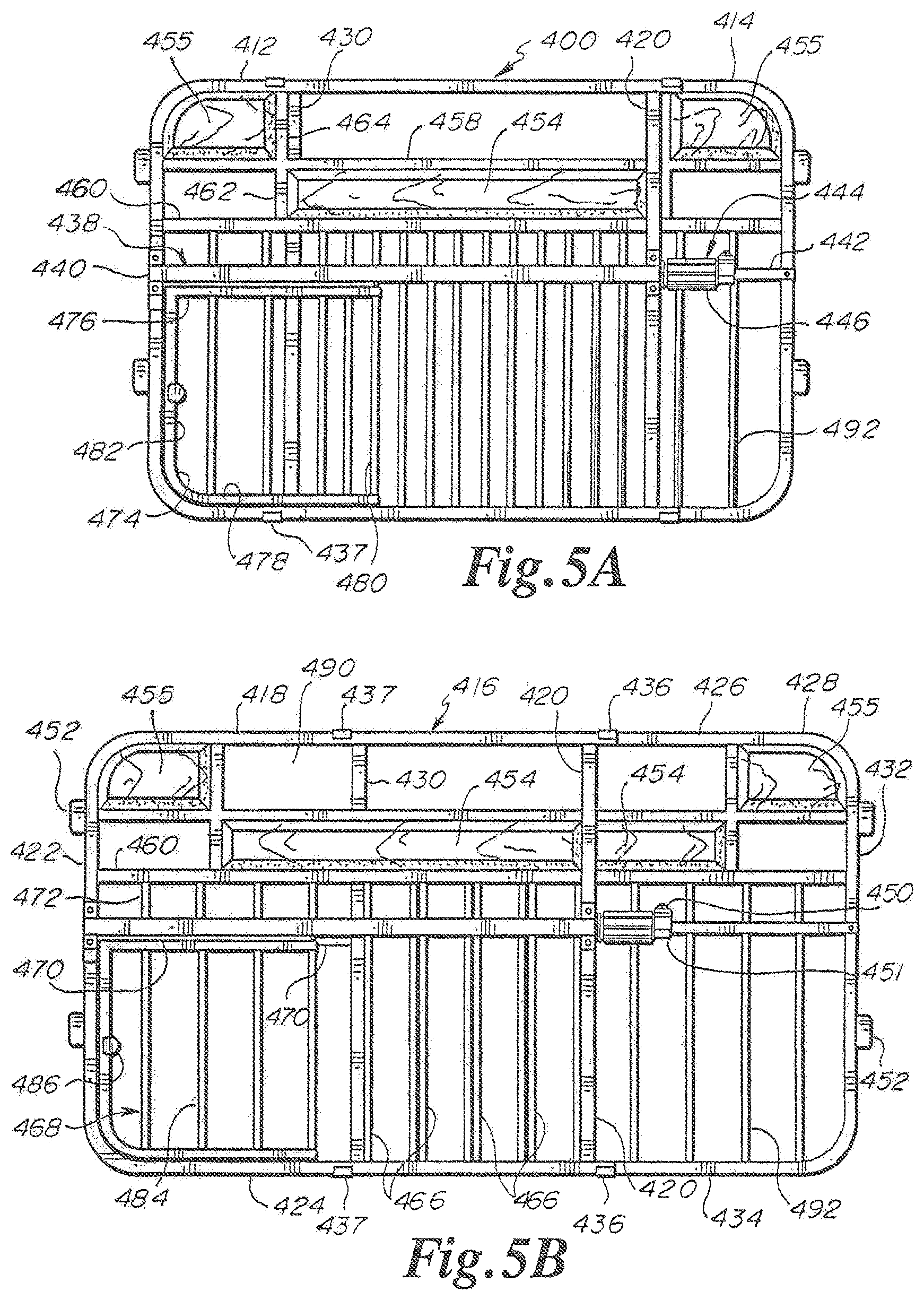 Patent US12497826 Figure 5 – Expandable barrier with matching panels and corner pet door
