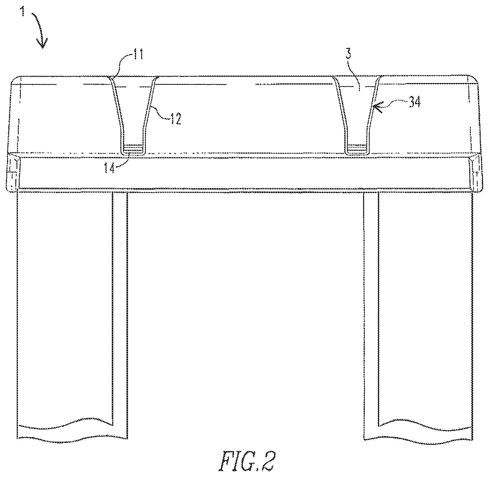 Patent US12497835 Figure 2 – Ladder and ladder top with tool slot