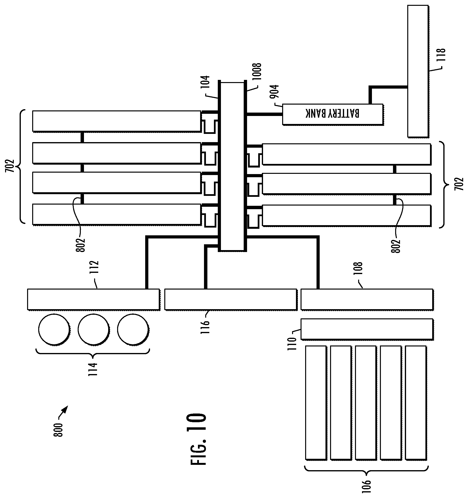 Patent US12497879 Figure 9 – Power sources and transmission networks for auxiliary equipment onboard hydraulic fracturing units and associated methods