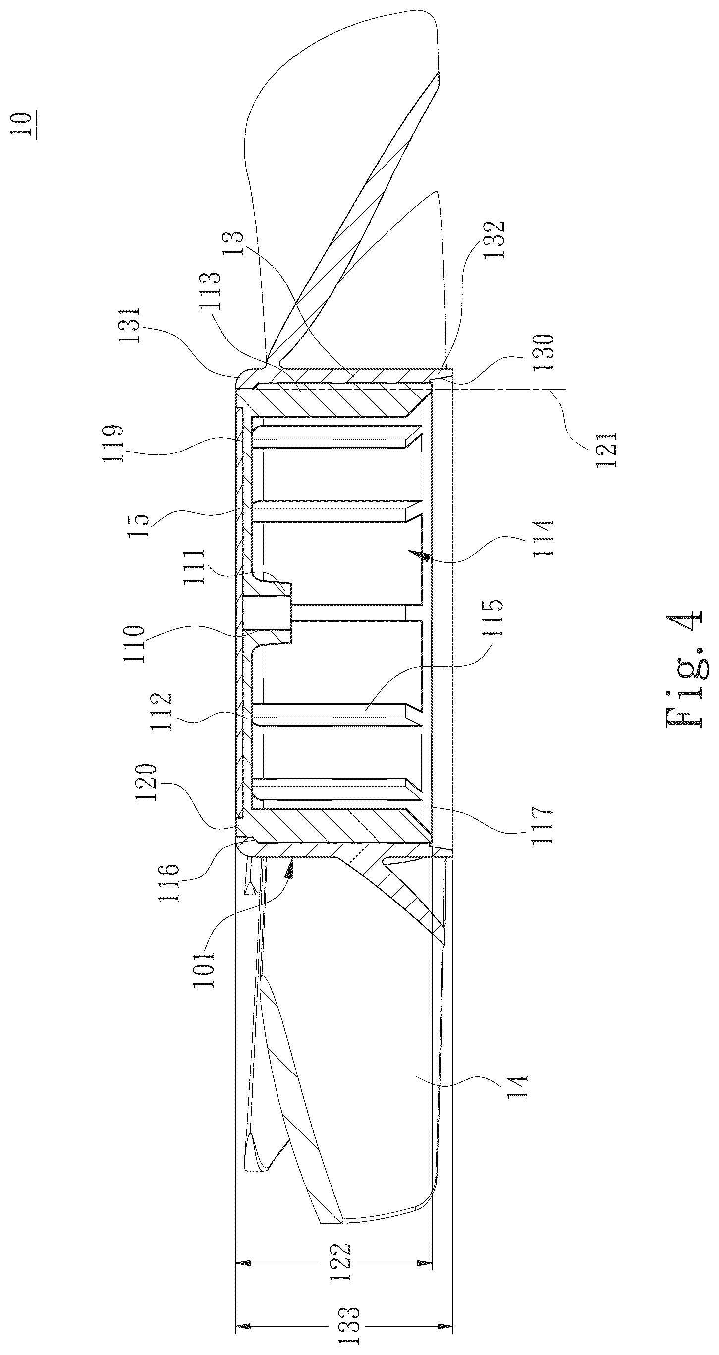 Patent US12497973 Figure 4 – Partially luminous fan blade and fan containing same