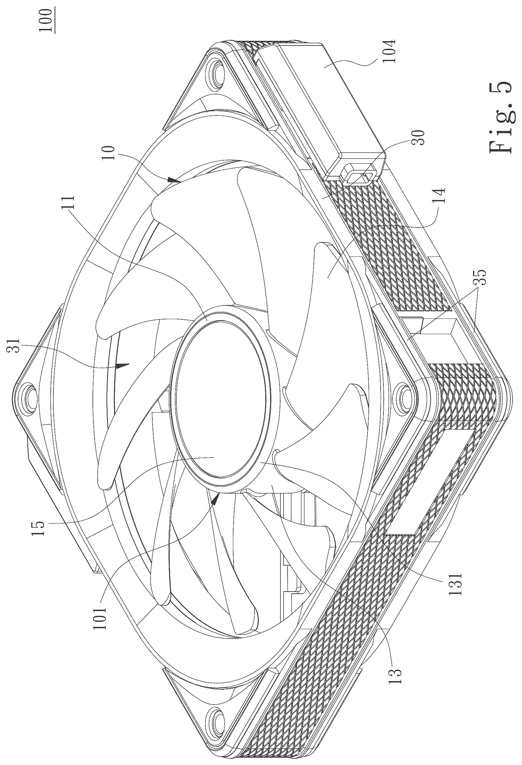 Patent US12497973 Figure 5 – Partially luminous fan blade and fan containing same