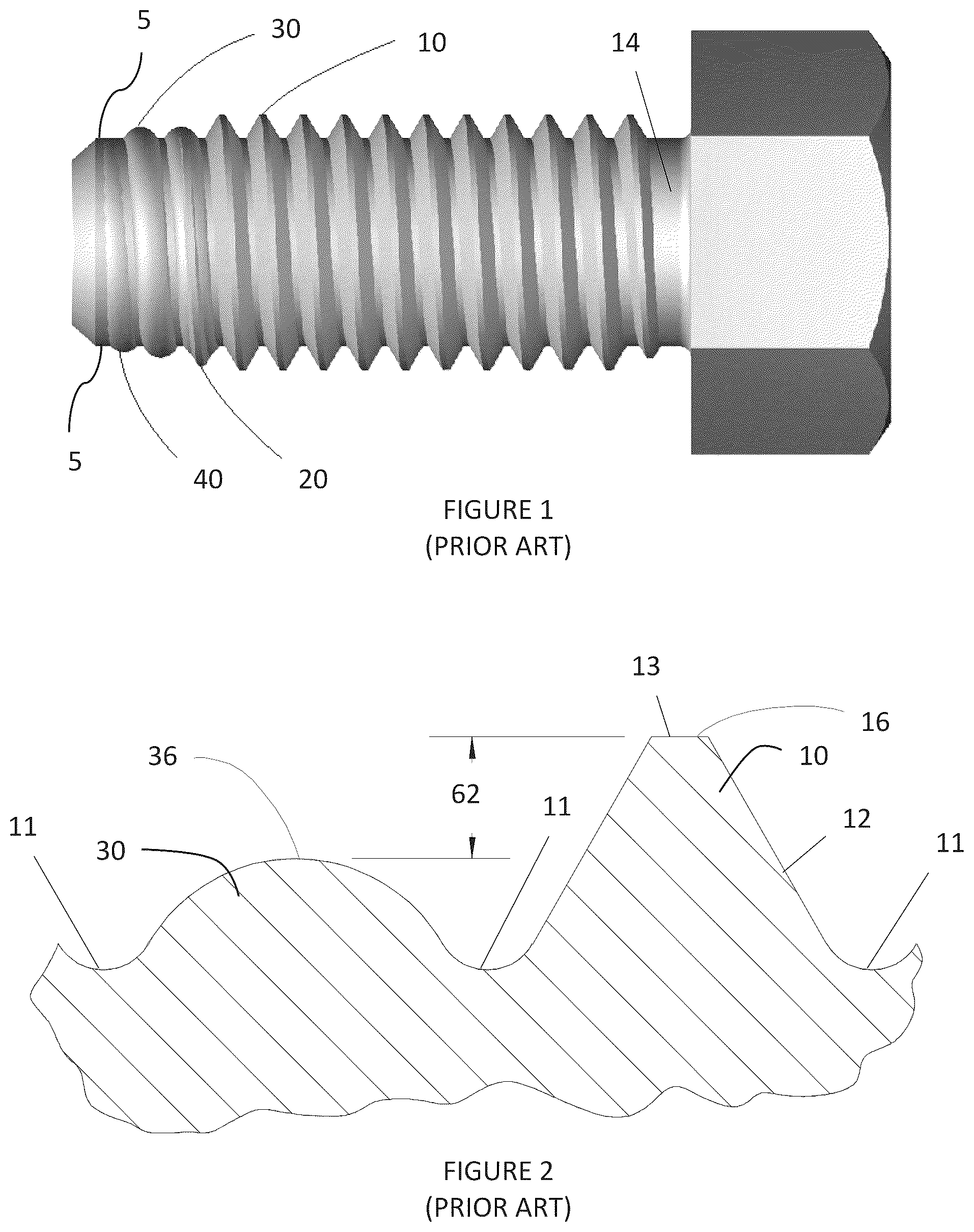 Patent US12497992 Figure 1 – Shortened fastener with locally controlled thread height