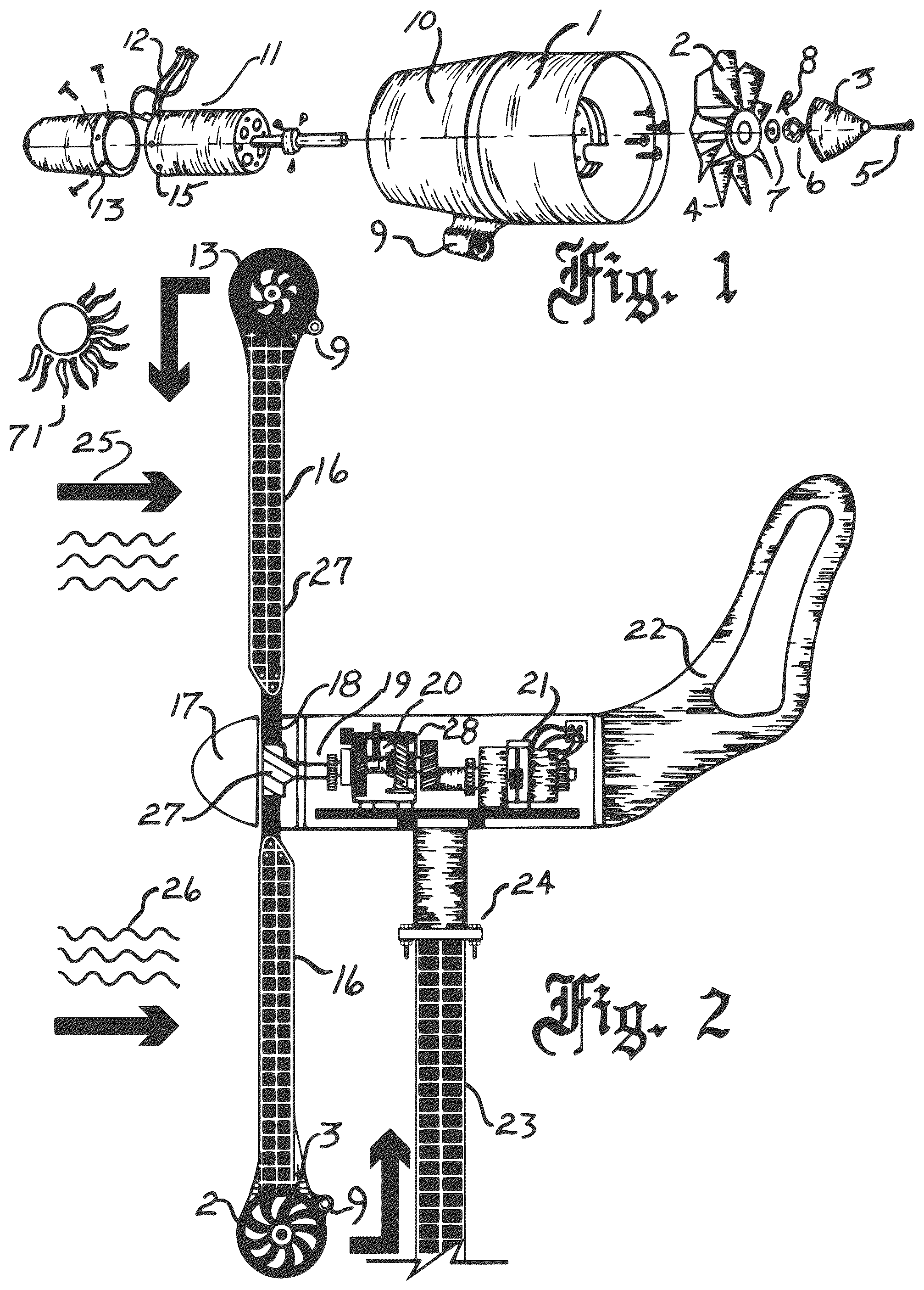 Patent US12504001 Figure 1 – Solar wind turbine with lever assist via compounding mechanical advantage