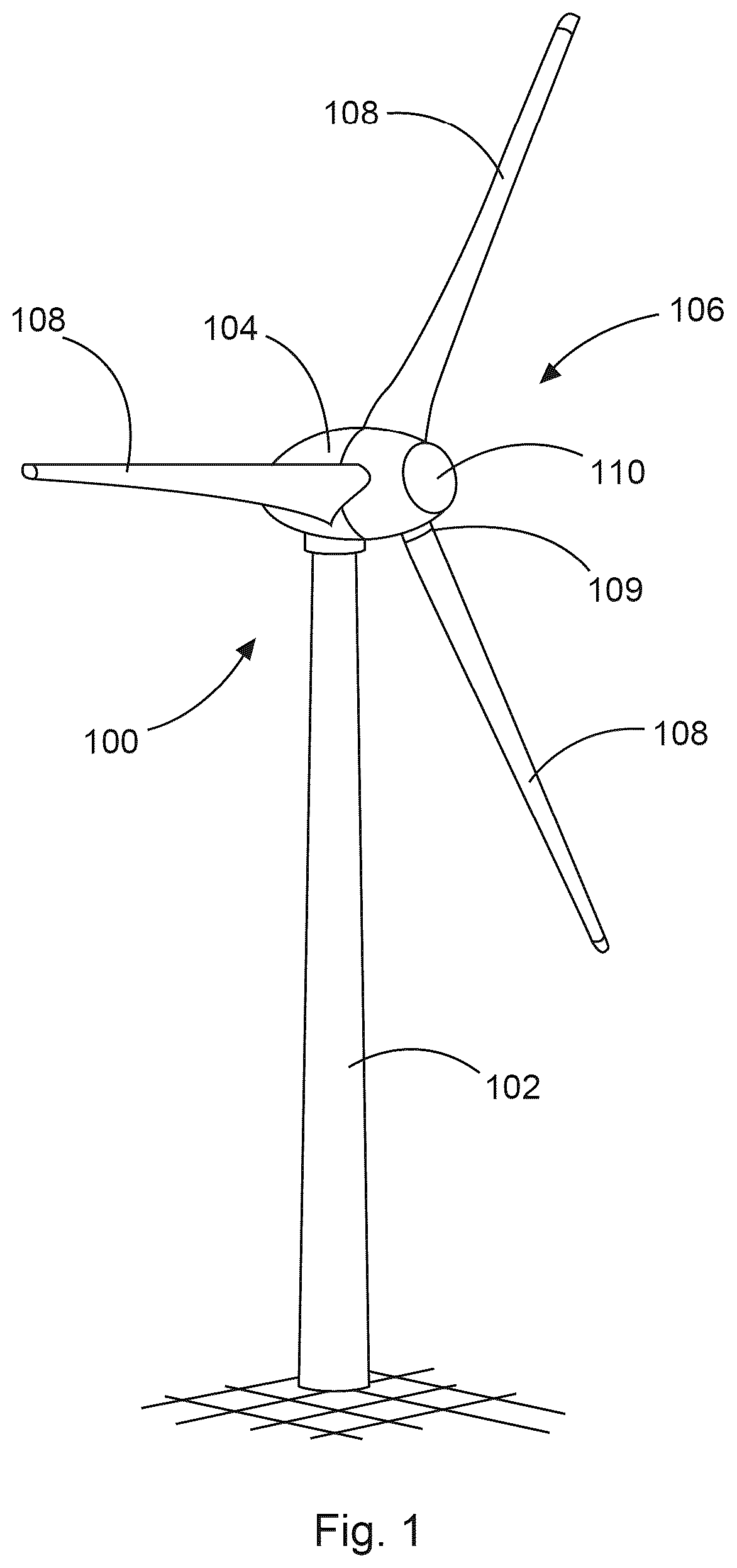 Patent US12504003 Figure 1 – Wind turbine and associated vortex generator