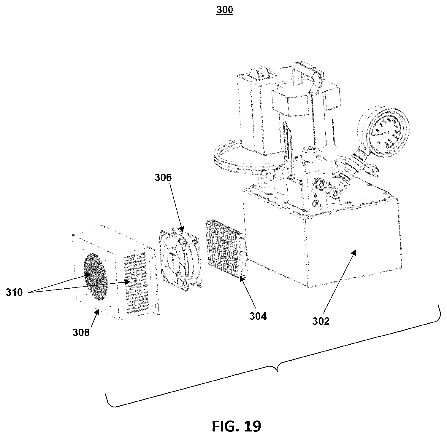 Patent US12504010 Figure 19 – Heat exchanger for hydraulic post-tensioning jack system