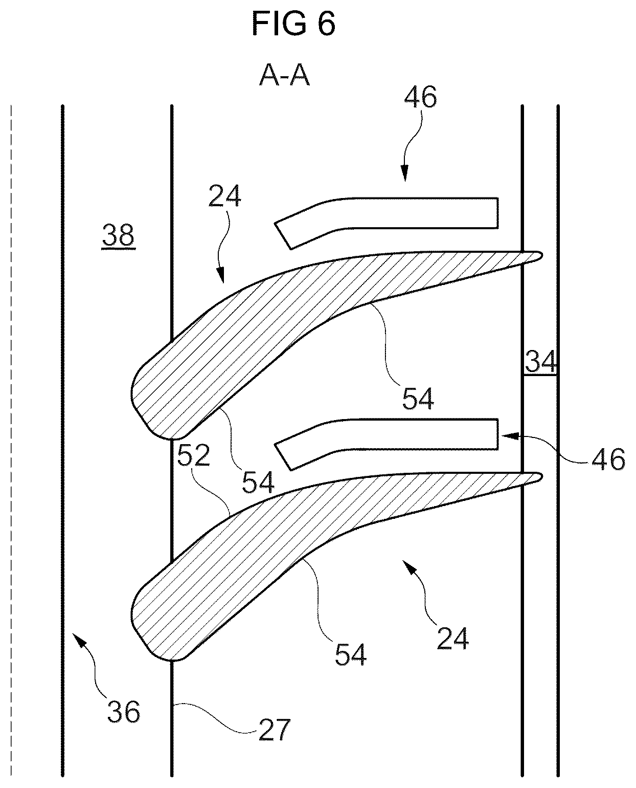 Patent US12504020 Figure 4 – Axial turbomachine compressor with controlled recirculation between the inner shroud and the rotor