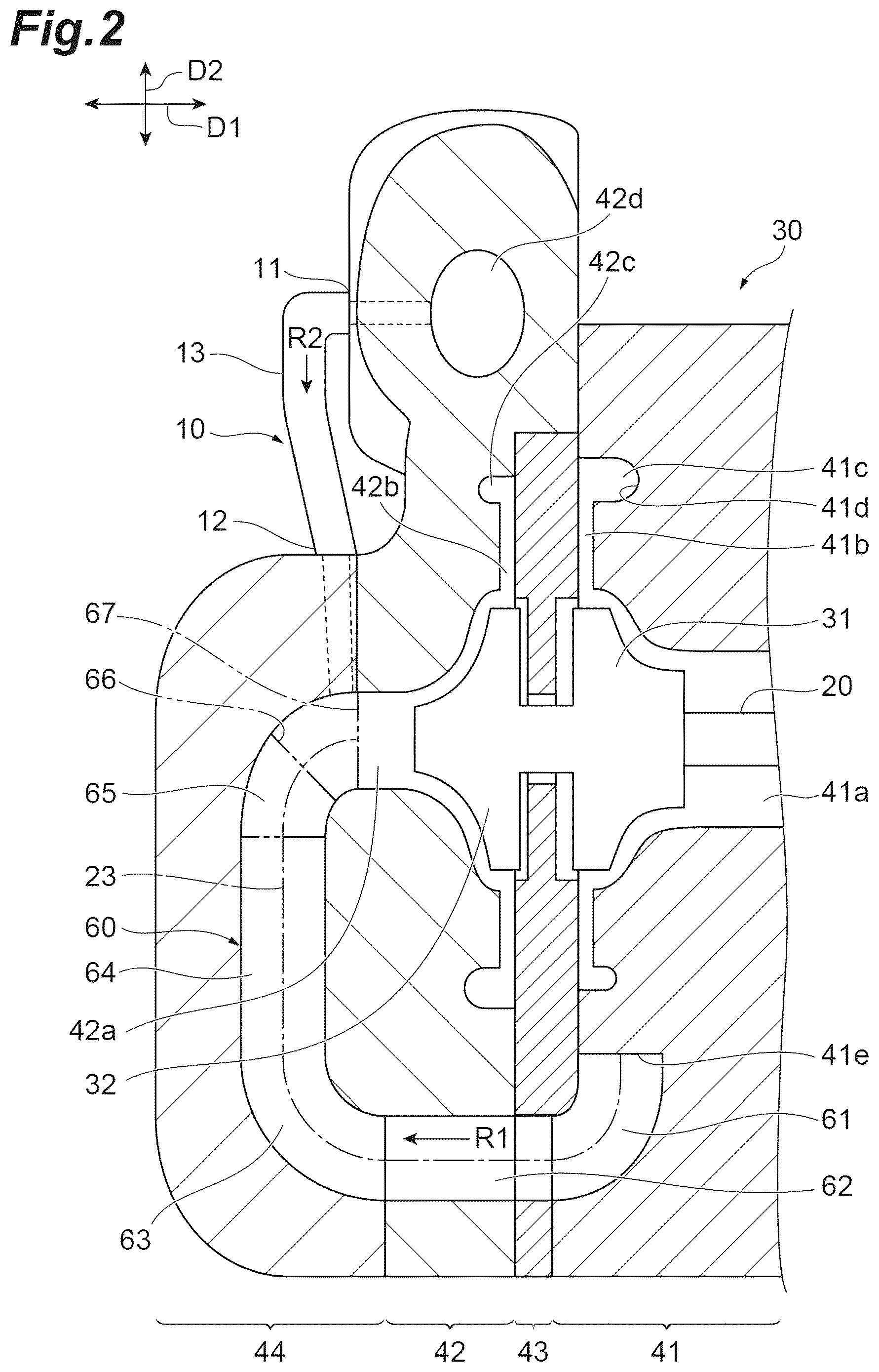 Patent US12504021 Figure 2 – Compressor with bypass for interstage passage