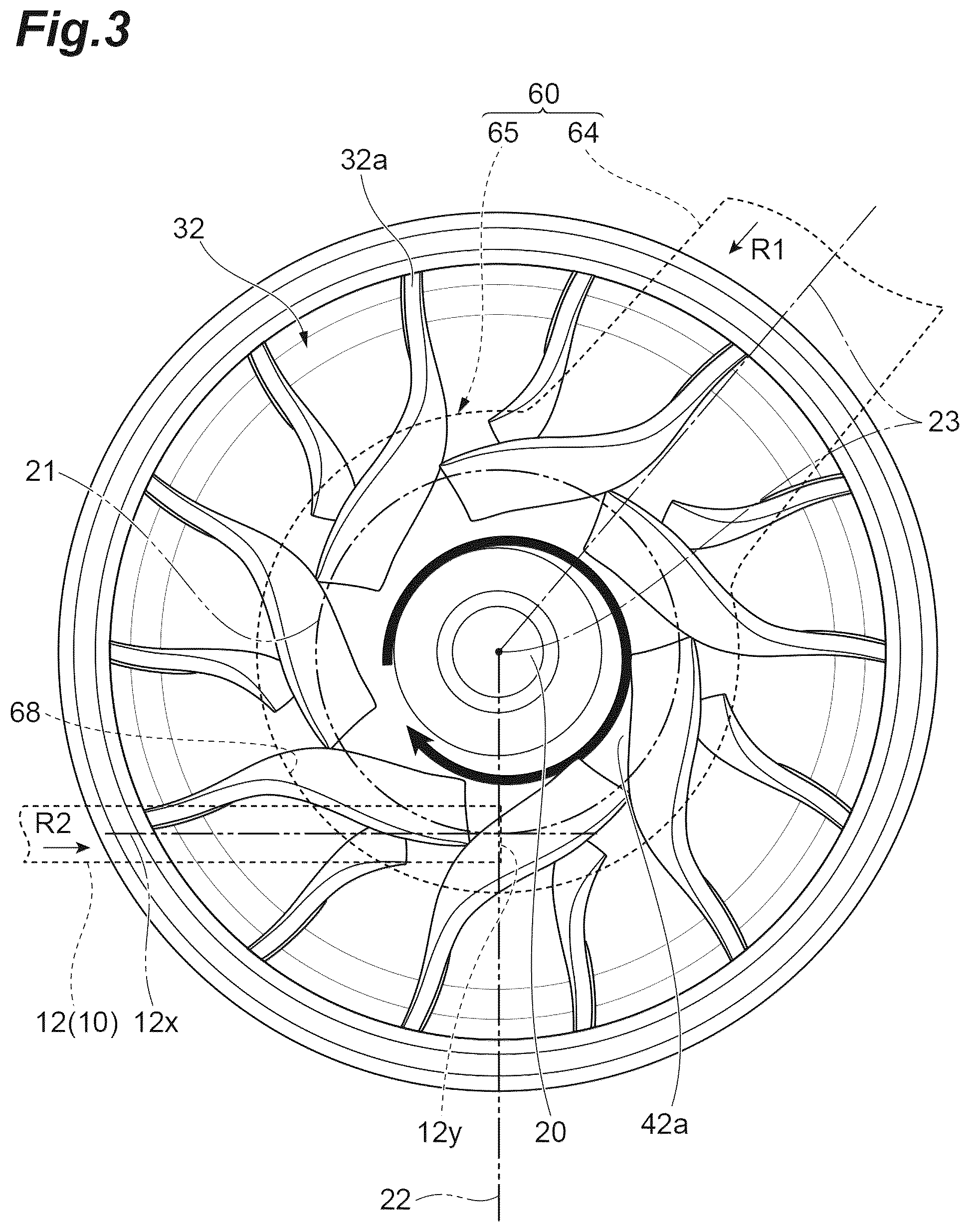 Patent US12504021 Figure 3 – Compressor with bypass for interstage passage