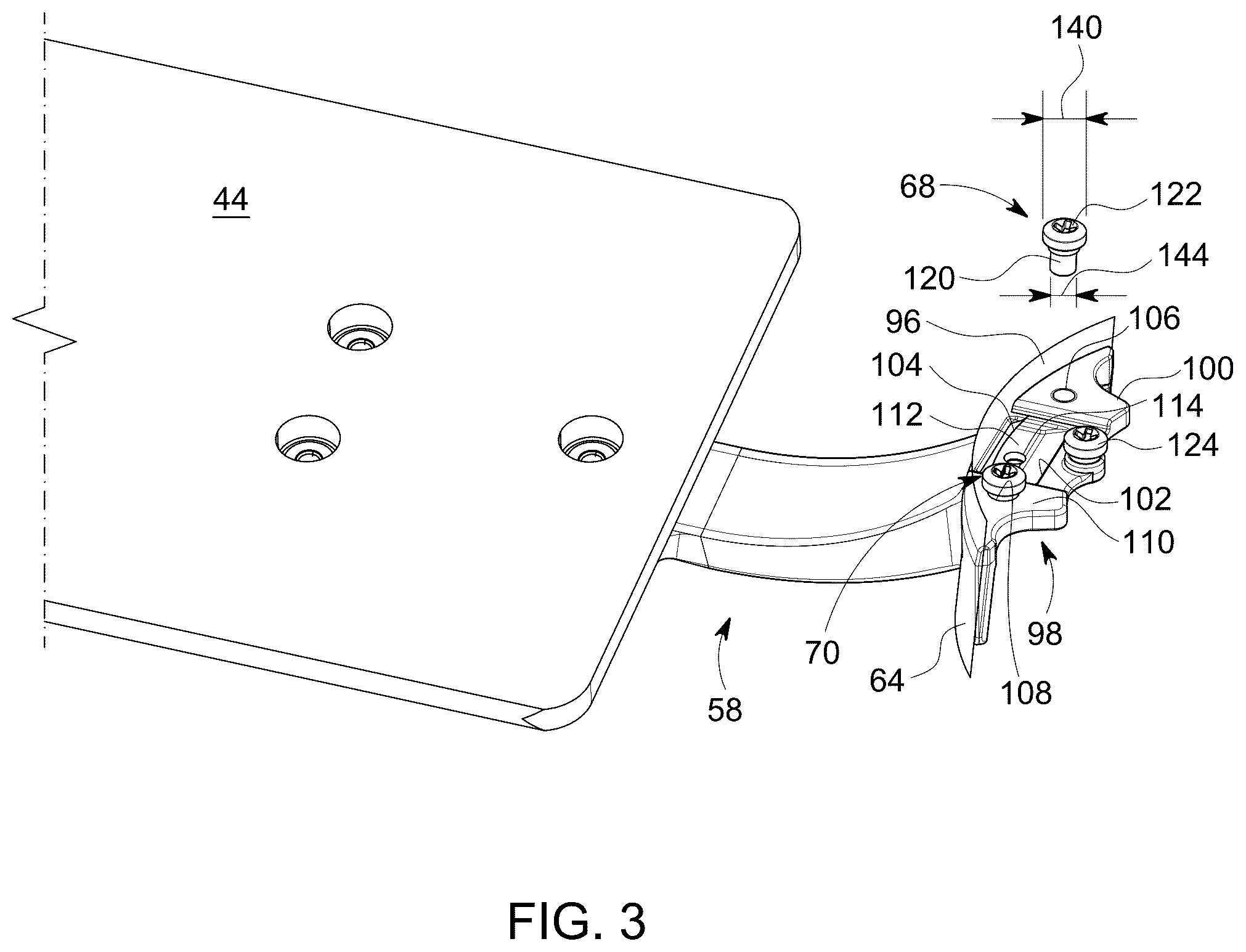 Patent US12504022 Figure 3 – Ceiling fan with a blade quick connection