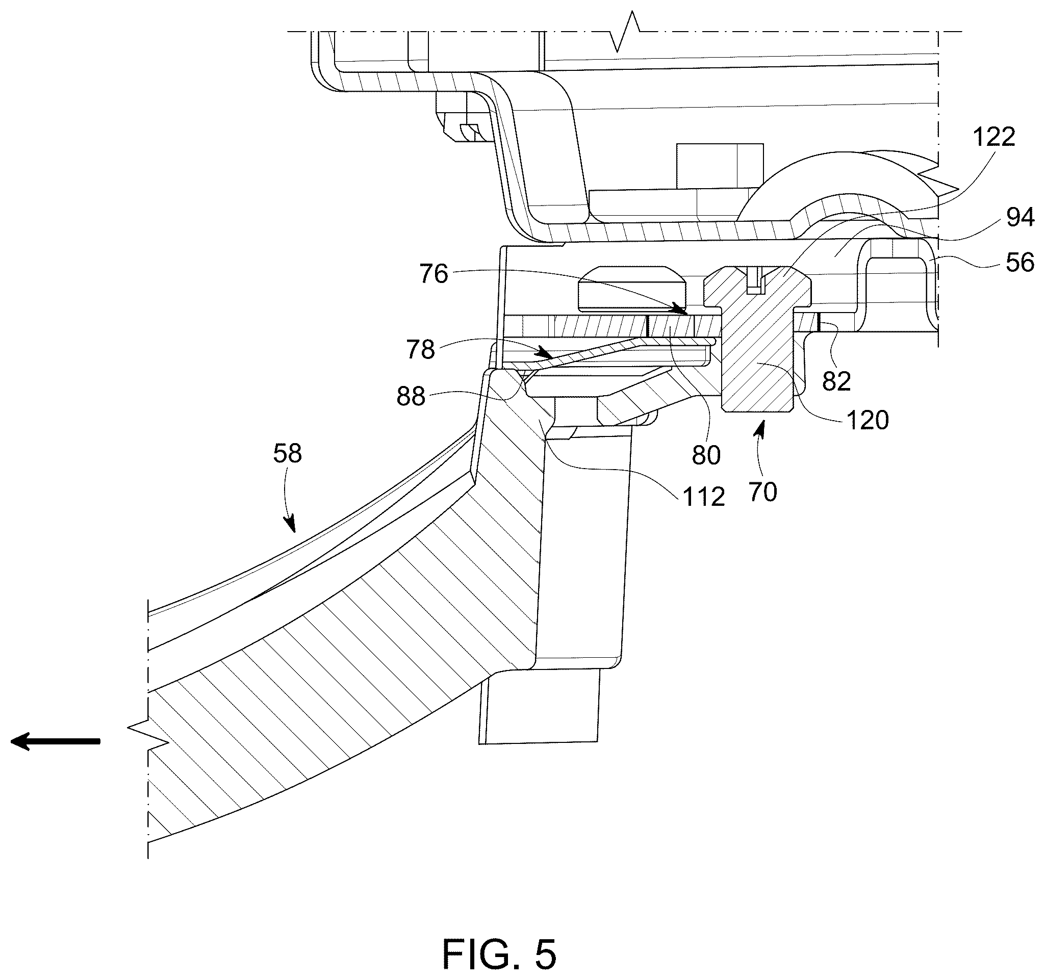 Patent US12504022 Figure 5 – Ceiling fan with a blade quick connection