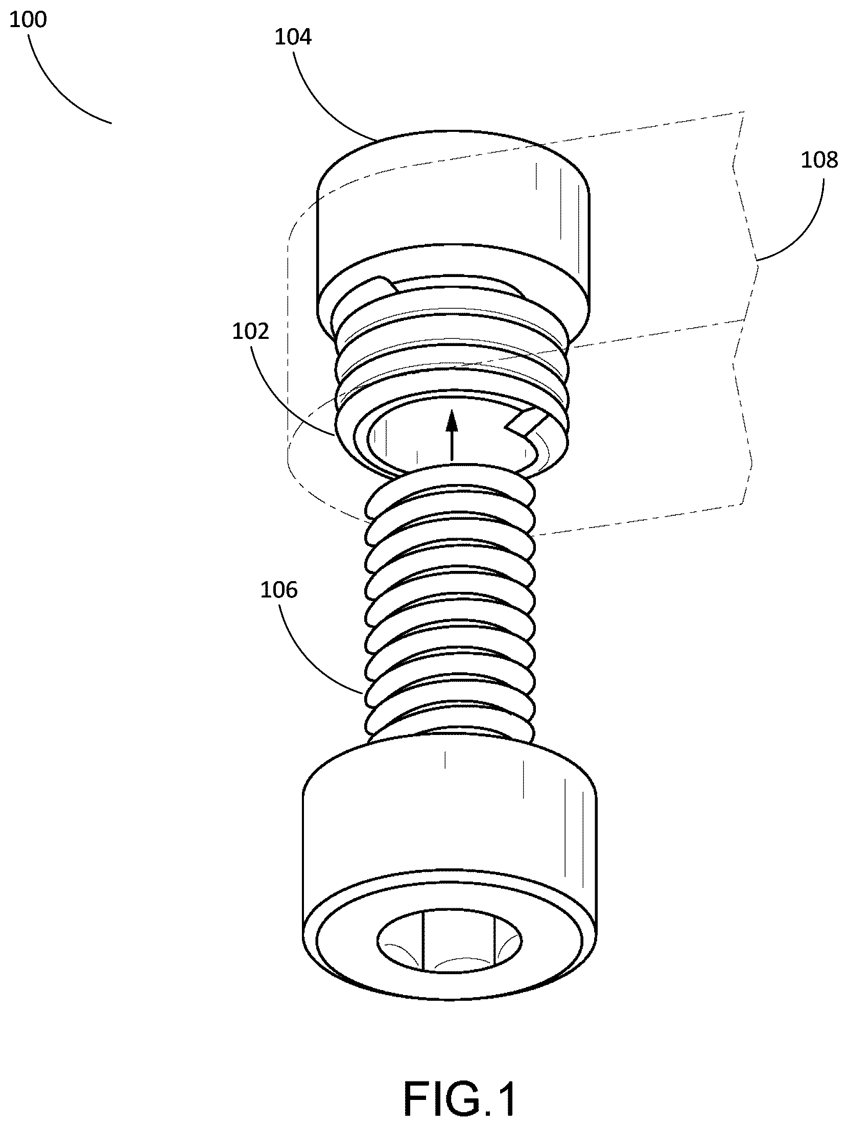 Patent US12504034 Figure 1 – Fastening system using an axially magnetized threaded insert