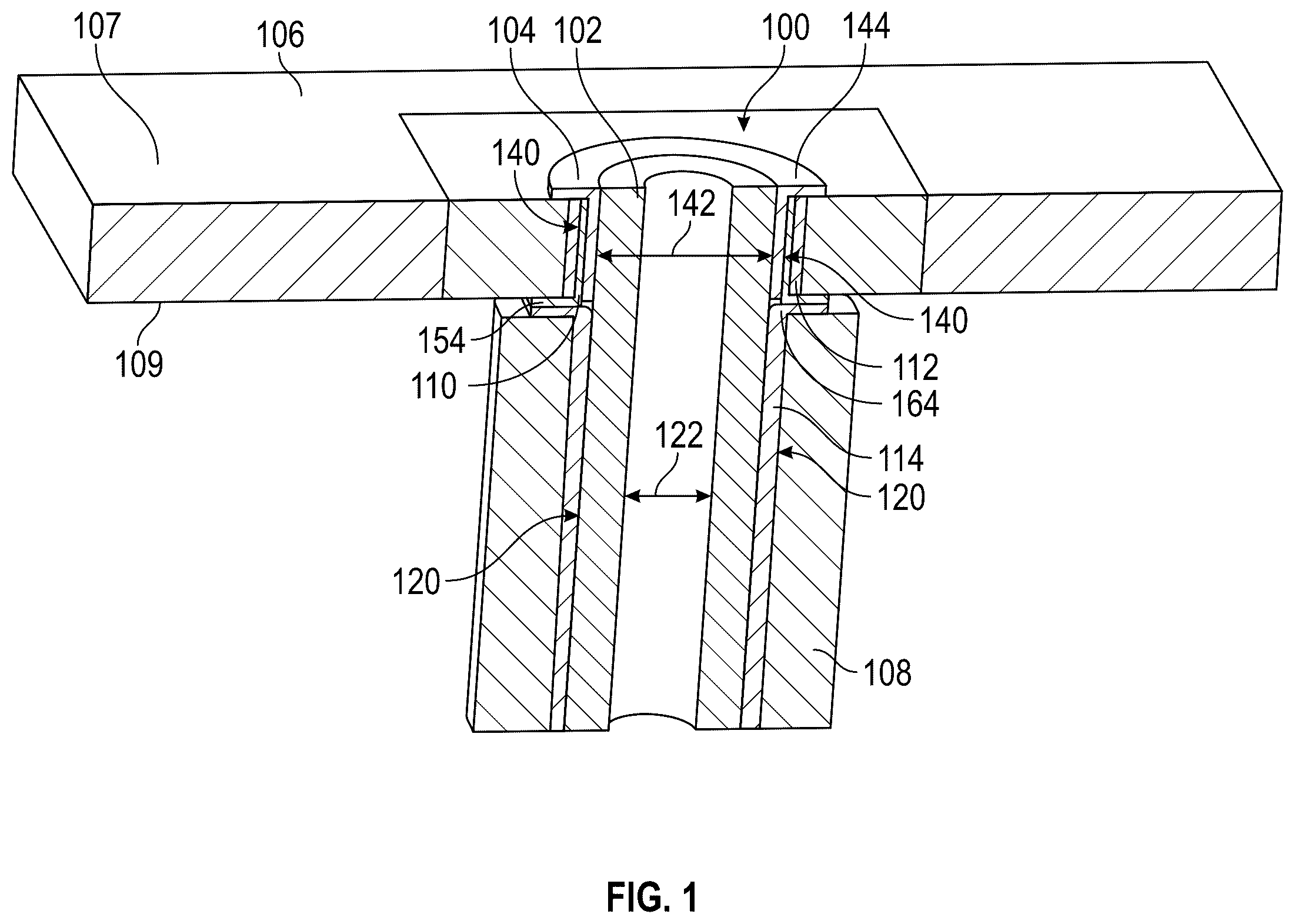 Patent US12504043 Figure 1 – Stress reducing fastener assembly