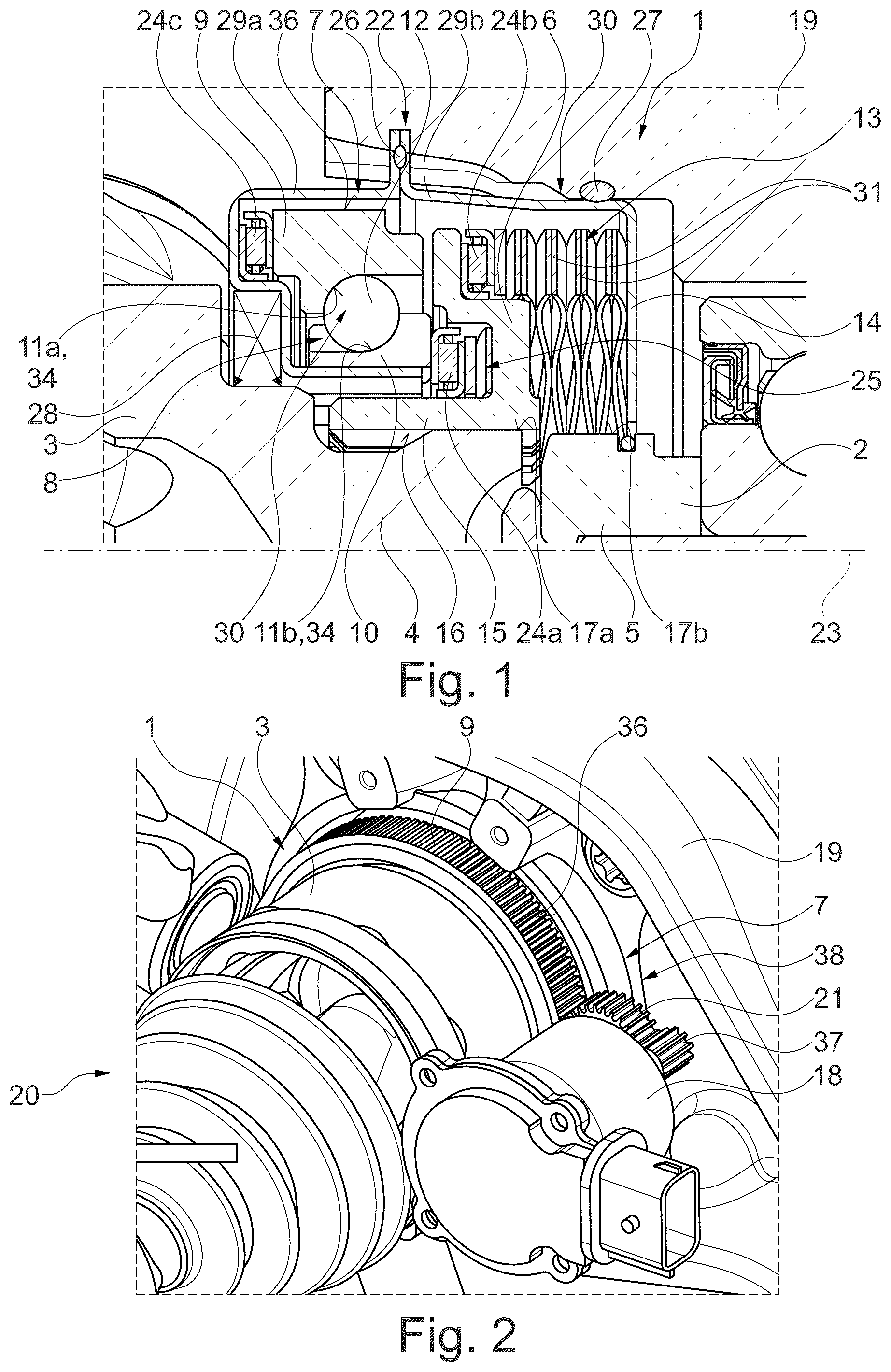 Patent US12504045 Figure 1 – Wheel decoupling device for a motor vehicle in a bistable embodiment