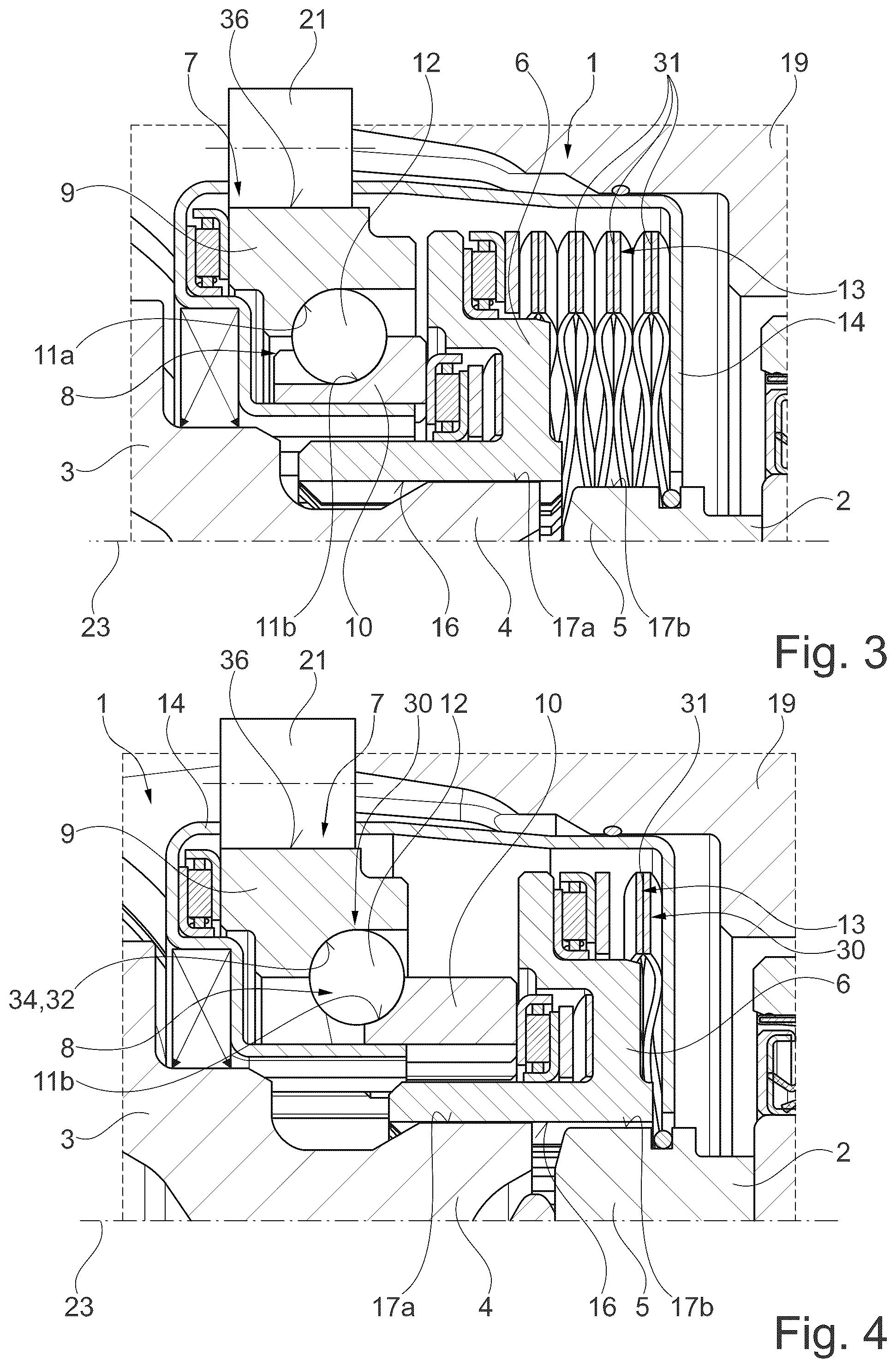 Patent US12504045 Figure 2 – Wheel decoupling device for a motor vehicle in a bistable embodiment