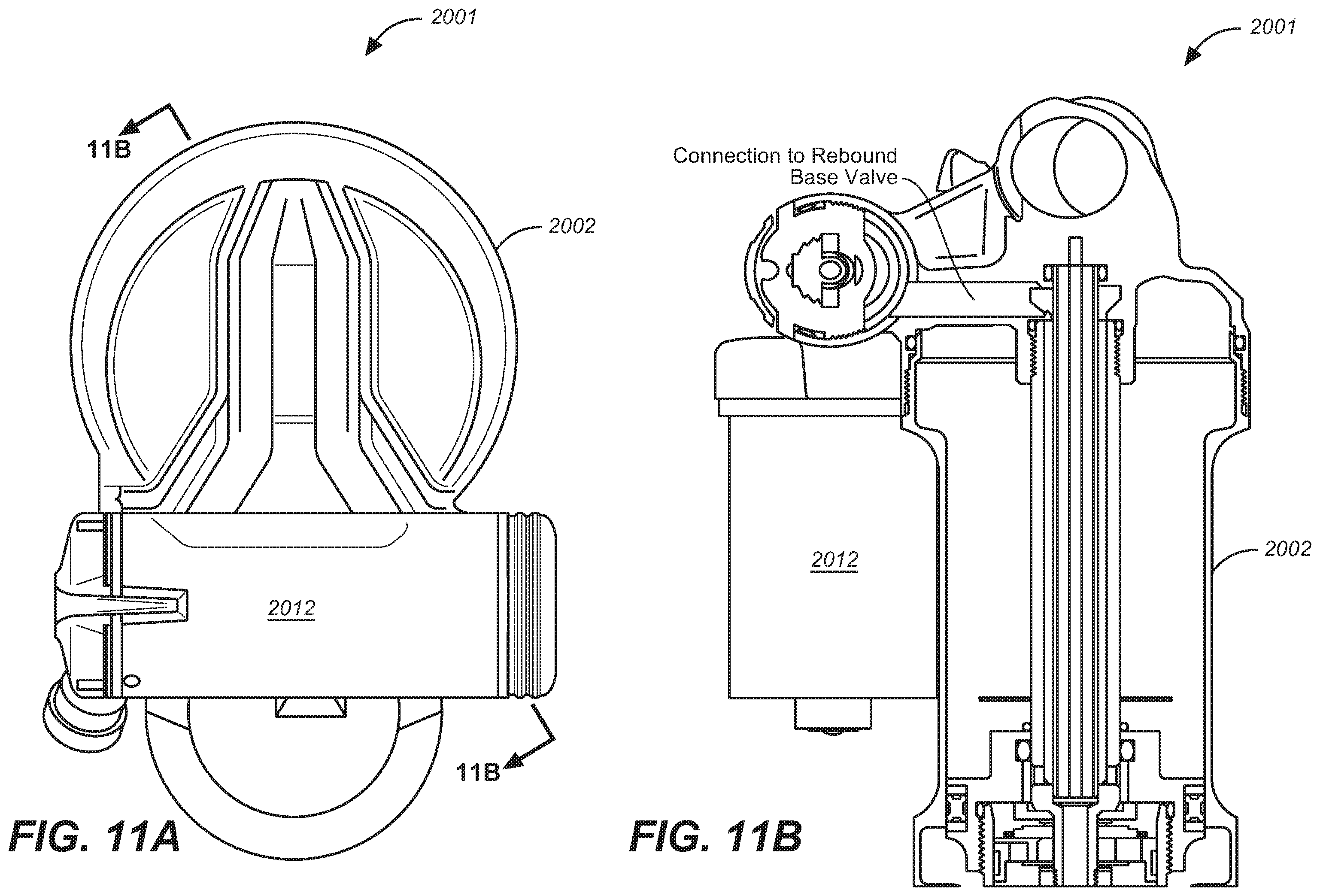Patent US12504055 Figure 8 – Twin tube shock with adjustable pressure regulation