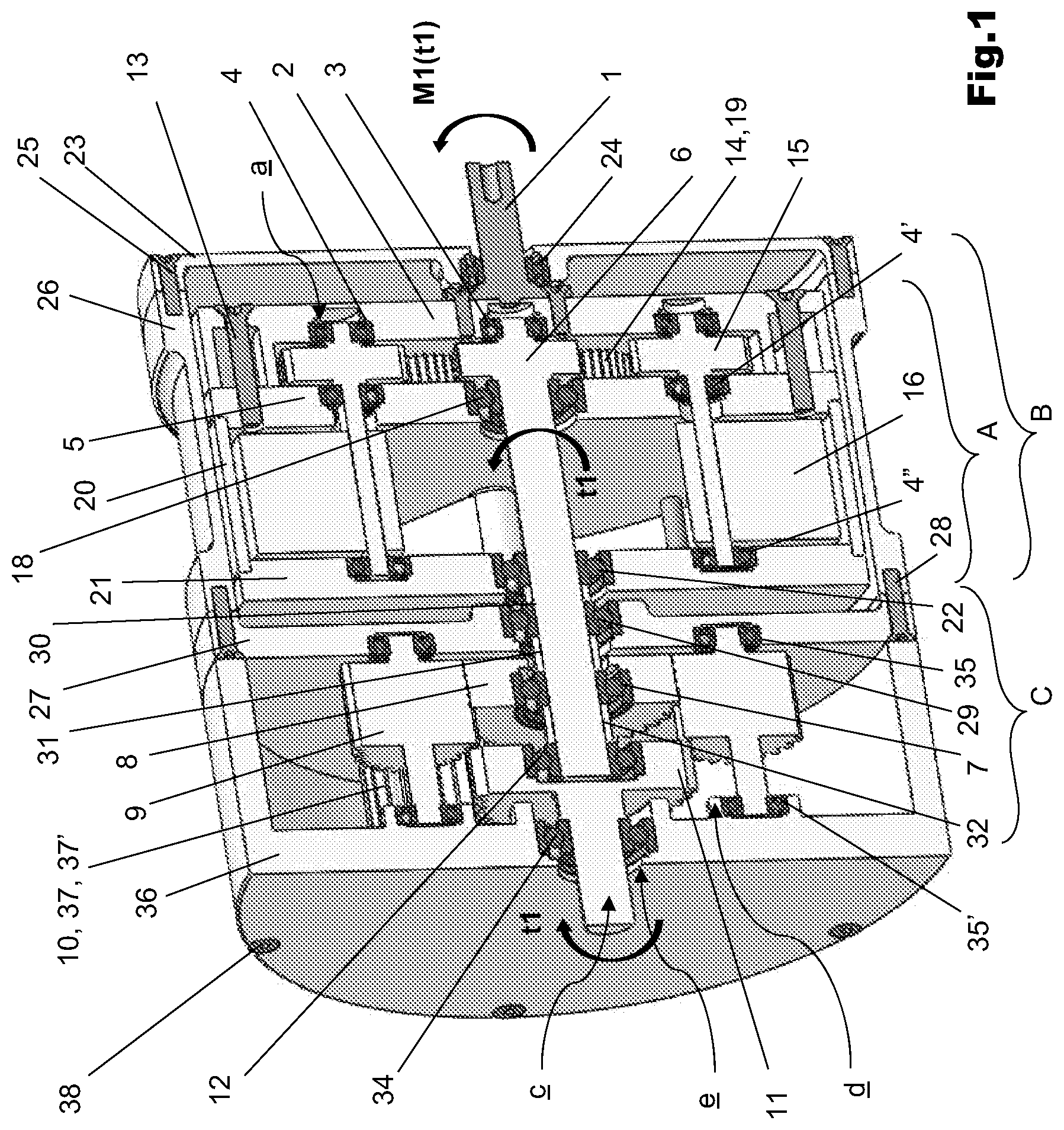 Patent US12504058 Figure 1 – Device for increasing the efficiency of any rotary power generating system with progressive variation