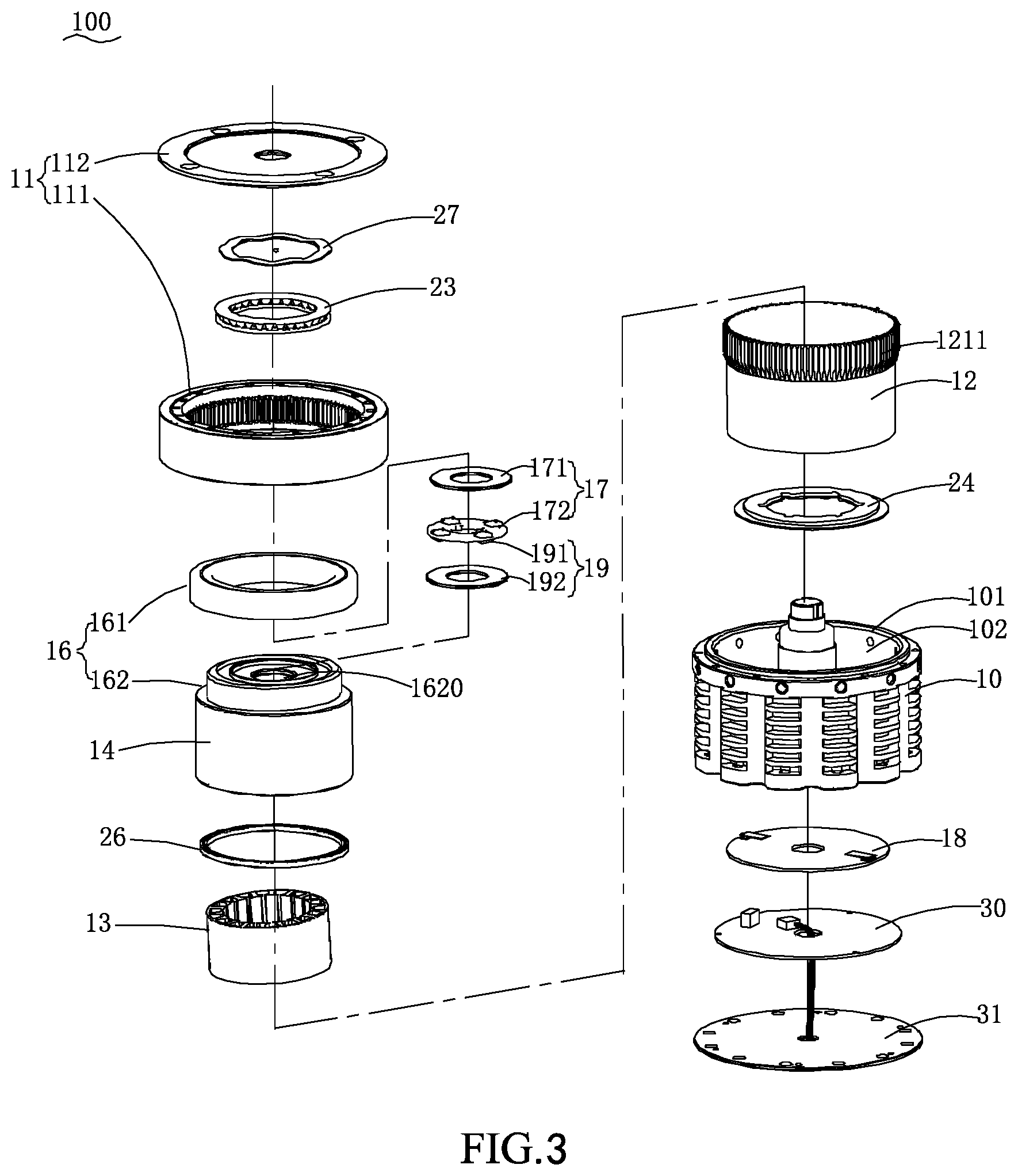 Patent US12504061 Figure 3 – Electric drive module and electric drive equipment for reducing vibration