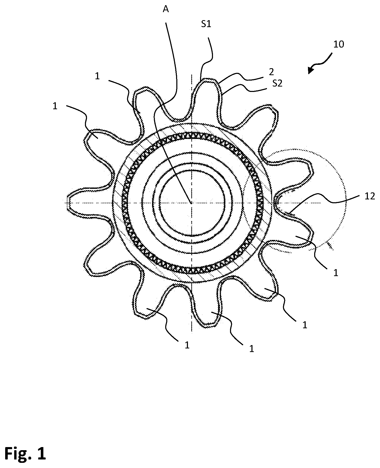 Patent US12504063 — Tooth geometry for headstock gear for feed system of a shearer loader — Figure 1