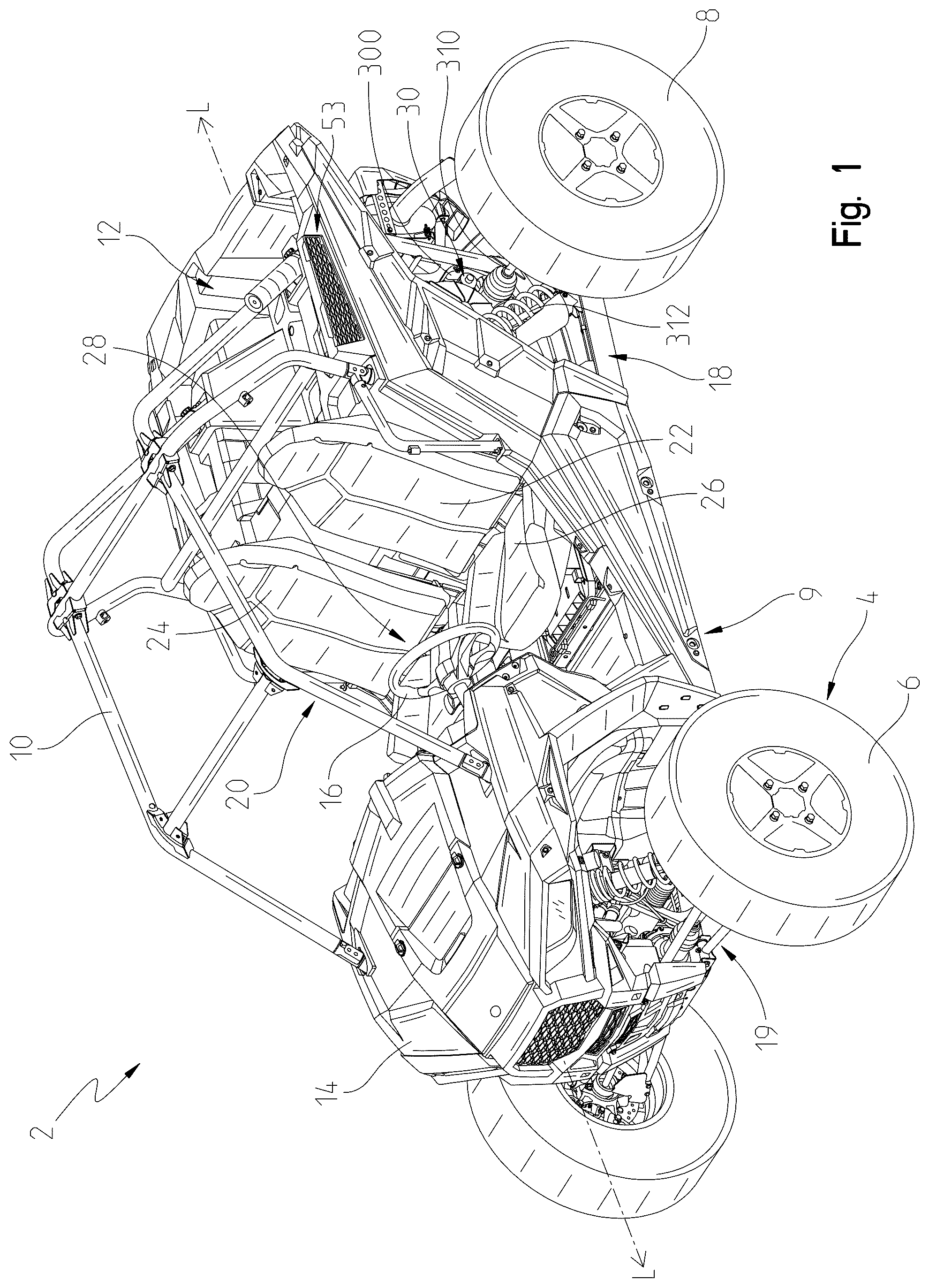 Patent US12504070 — Electronically-controlled continuously variable transmission for a utility vehicle — Figure 1