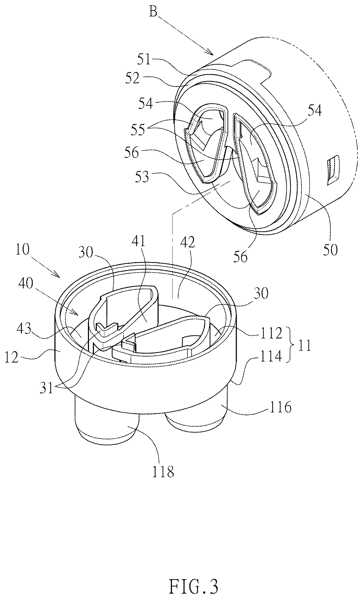 Patent US12504081 Figure 3 – High-flow reverse water inlet cartridge seat