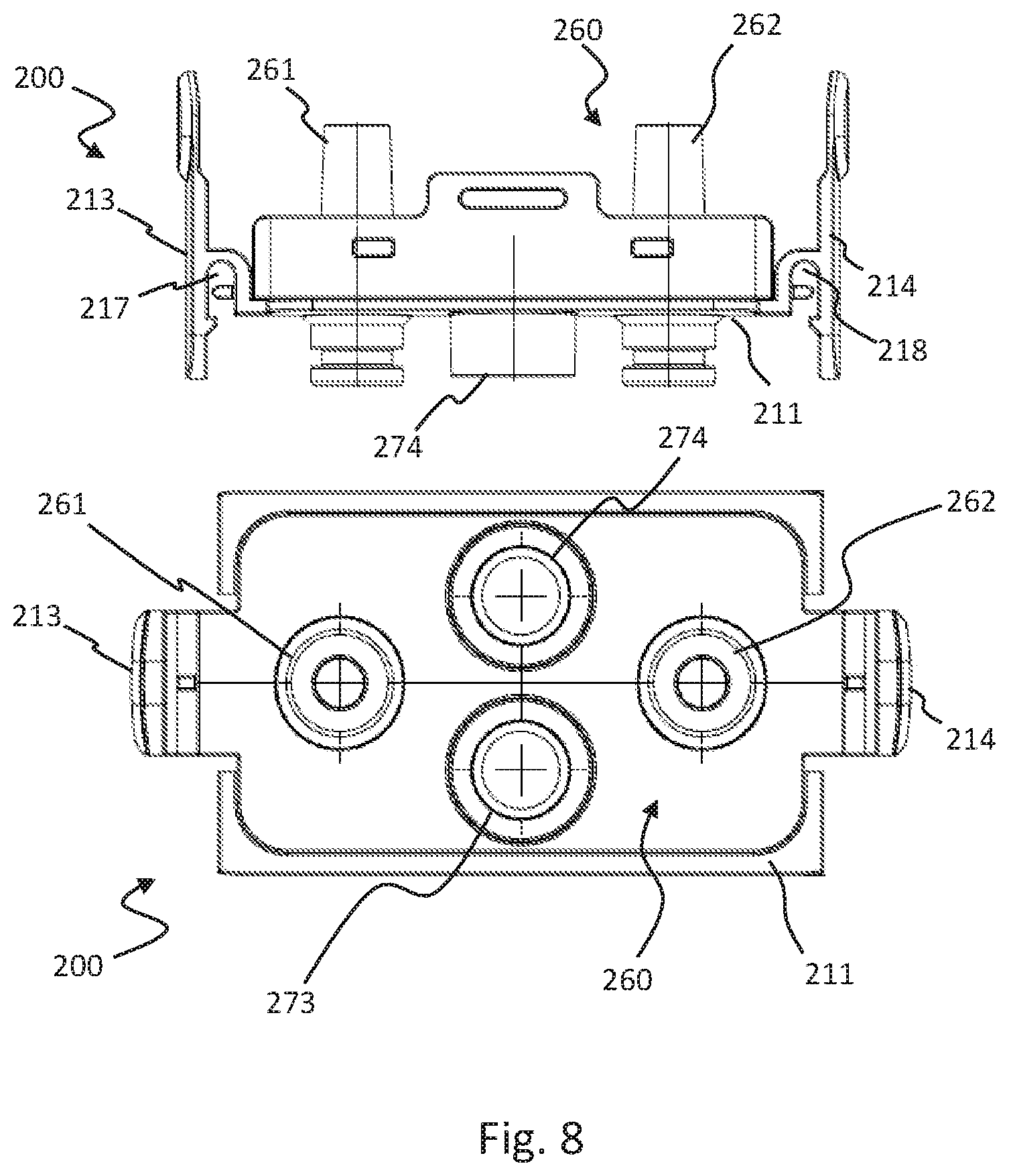 Patent US12504086 Figure 5 – Pneumatic connector assembly, inflatable mattress and patient support apparatus