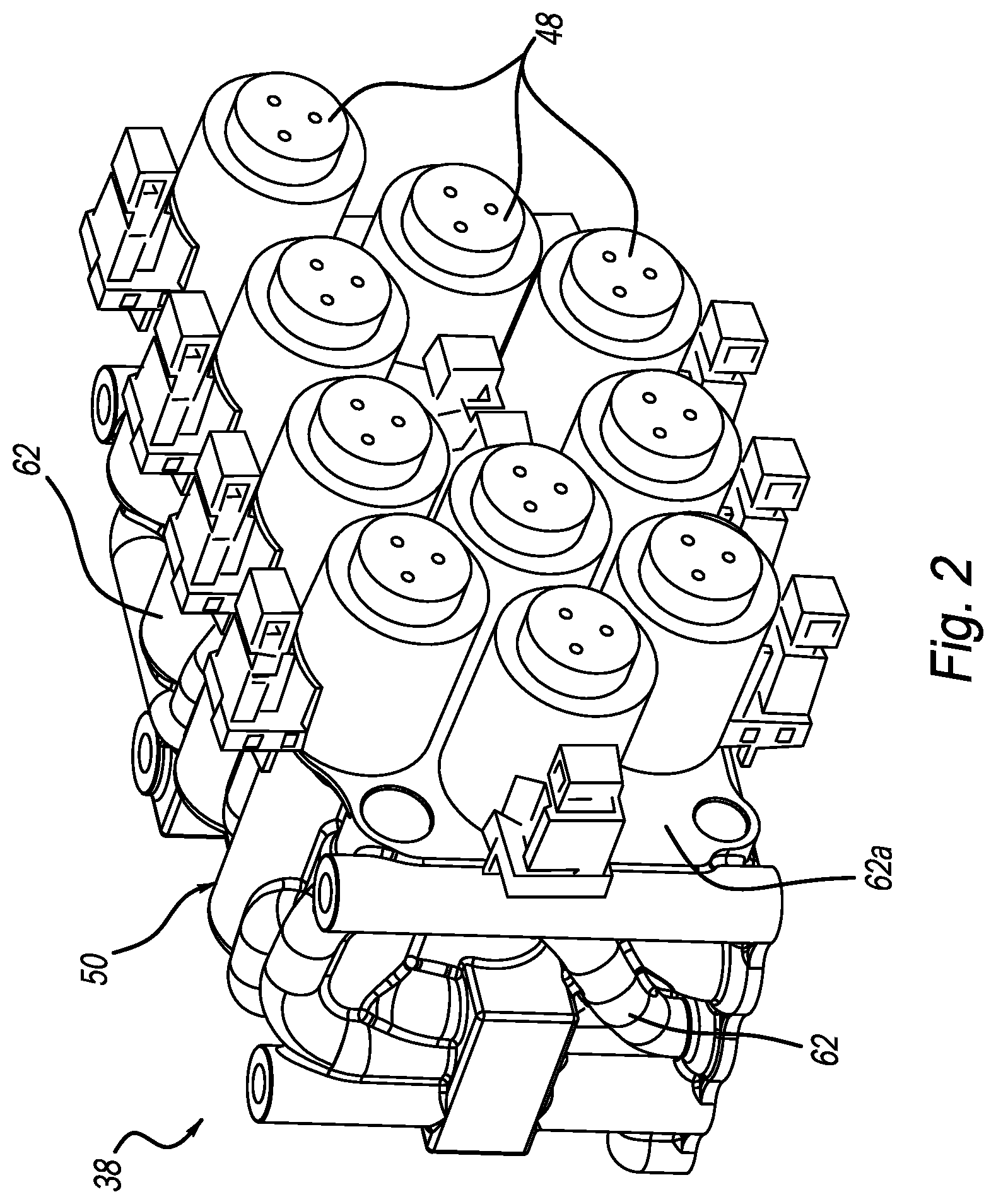 Patent US12504089 Figure 2 – Unitized valve body having flow passages