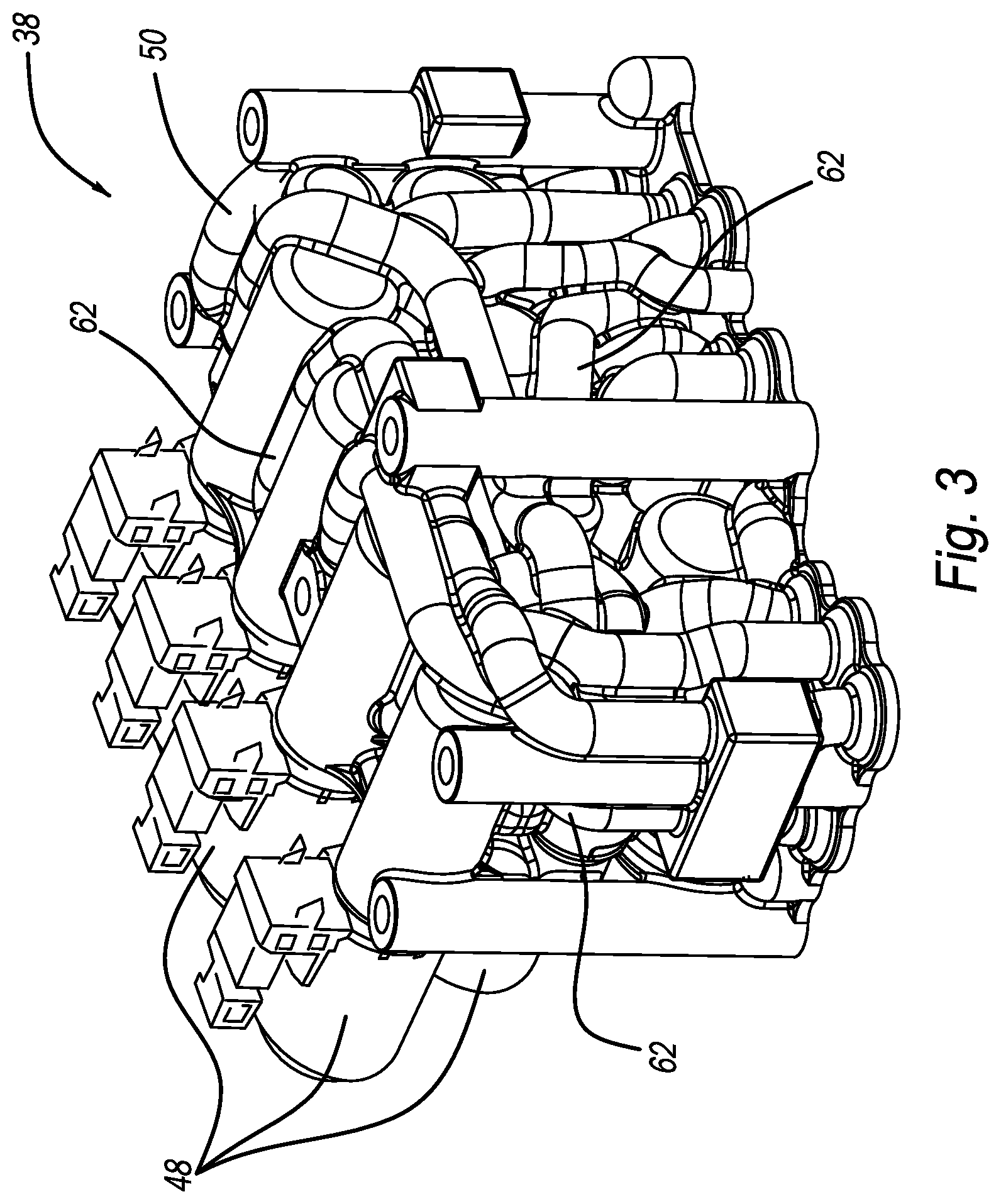 Patent US12504089 Figure 3 – Unitized valve body having flow passages