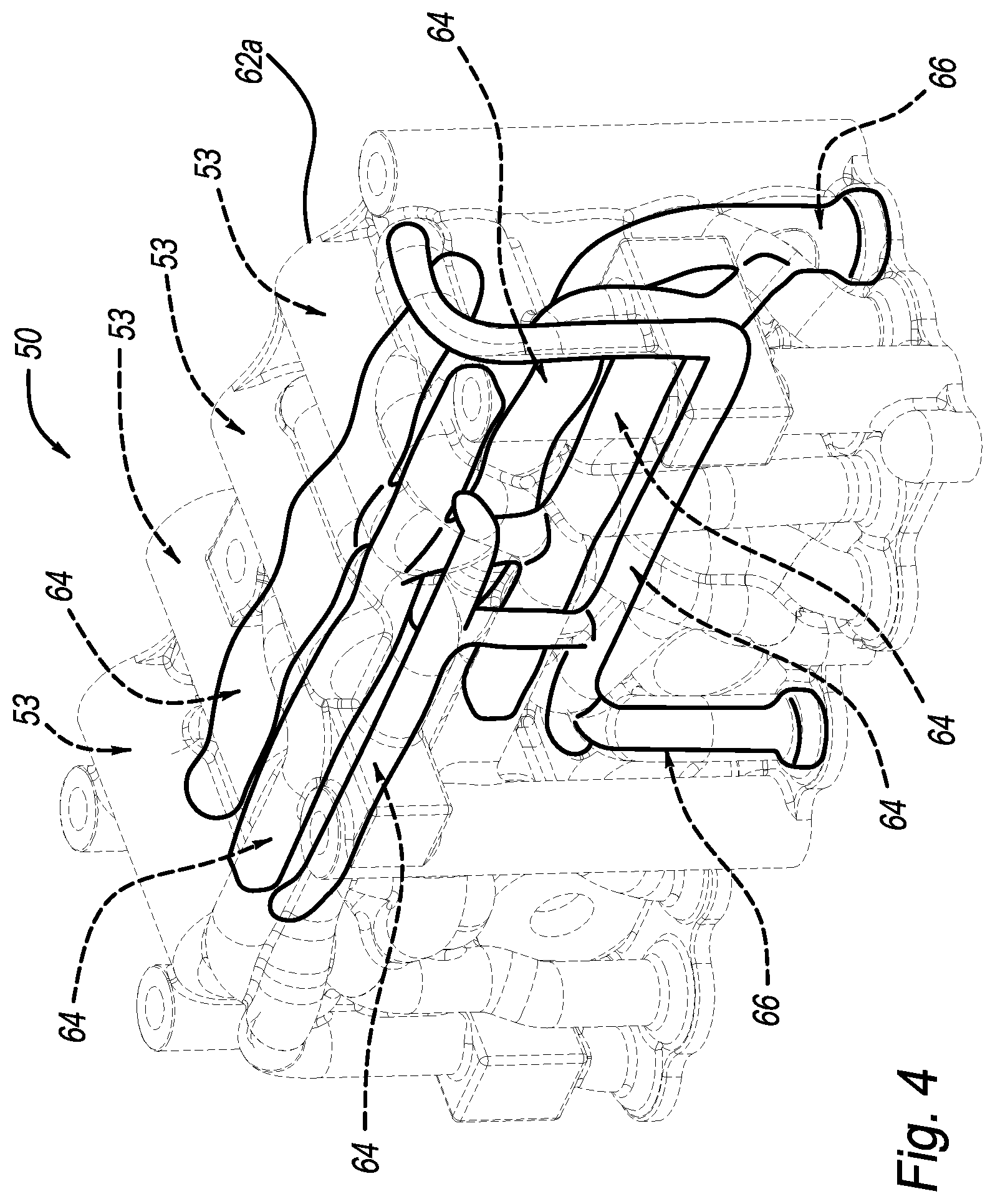 Patent US12504089 Figure 4 – Unitized valve body having flow passages