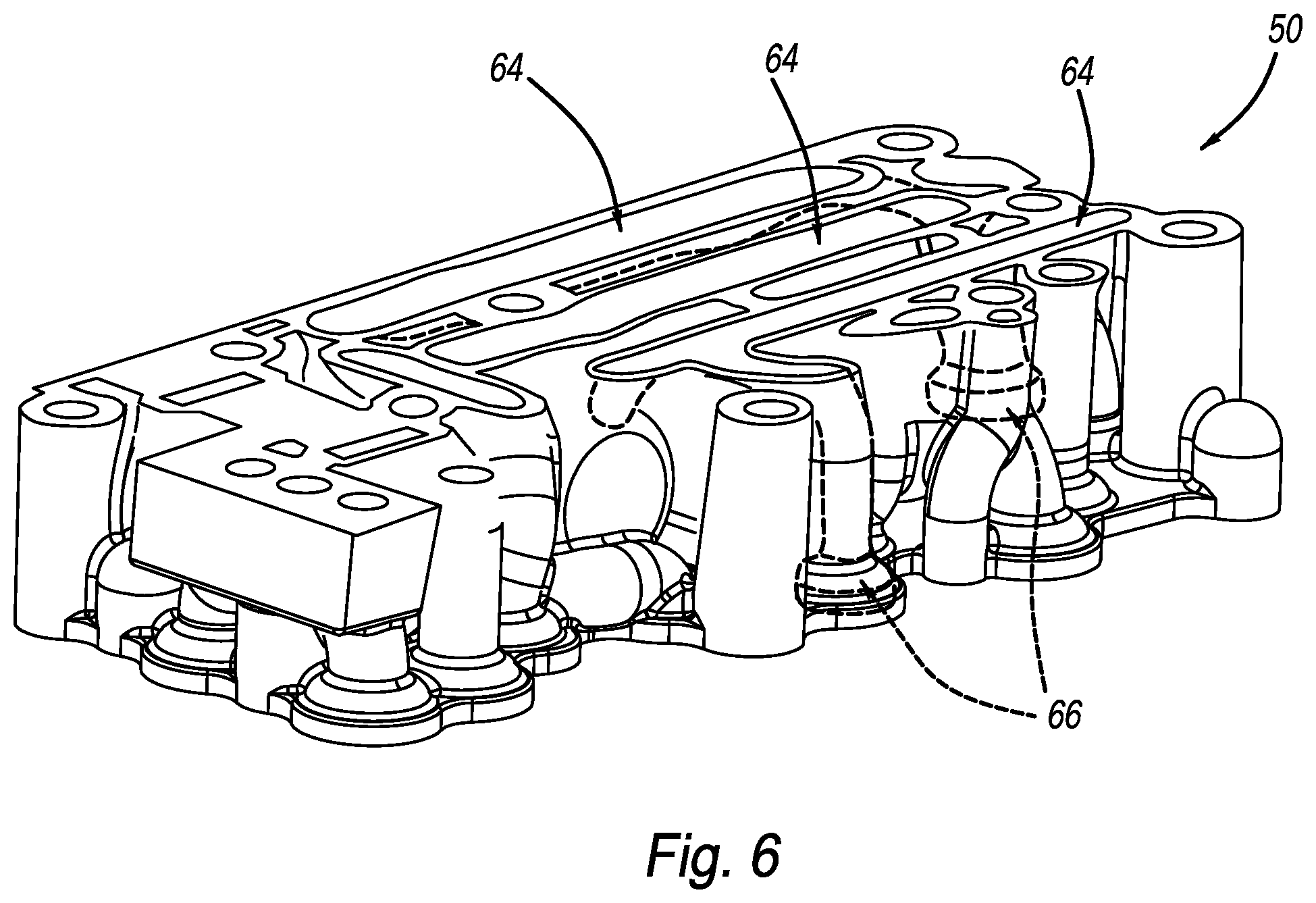 Patent US12504089 Figure 6 – Unitized valve body having flow passages