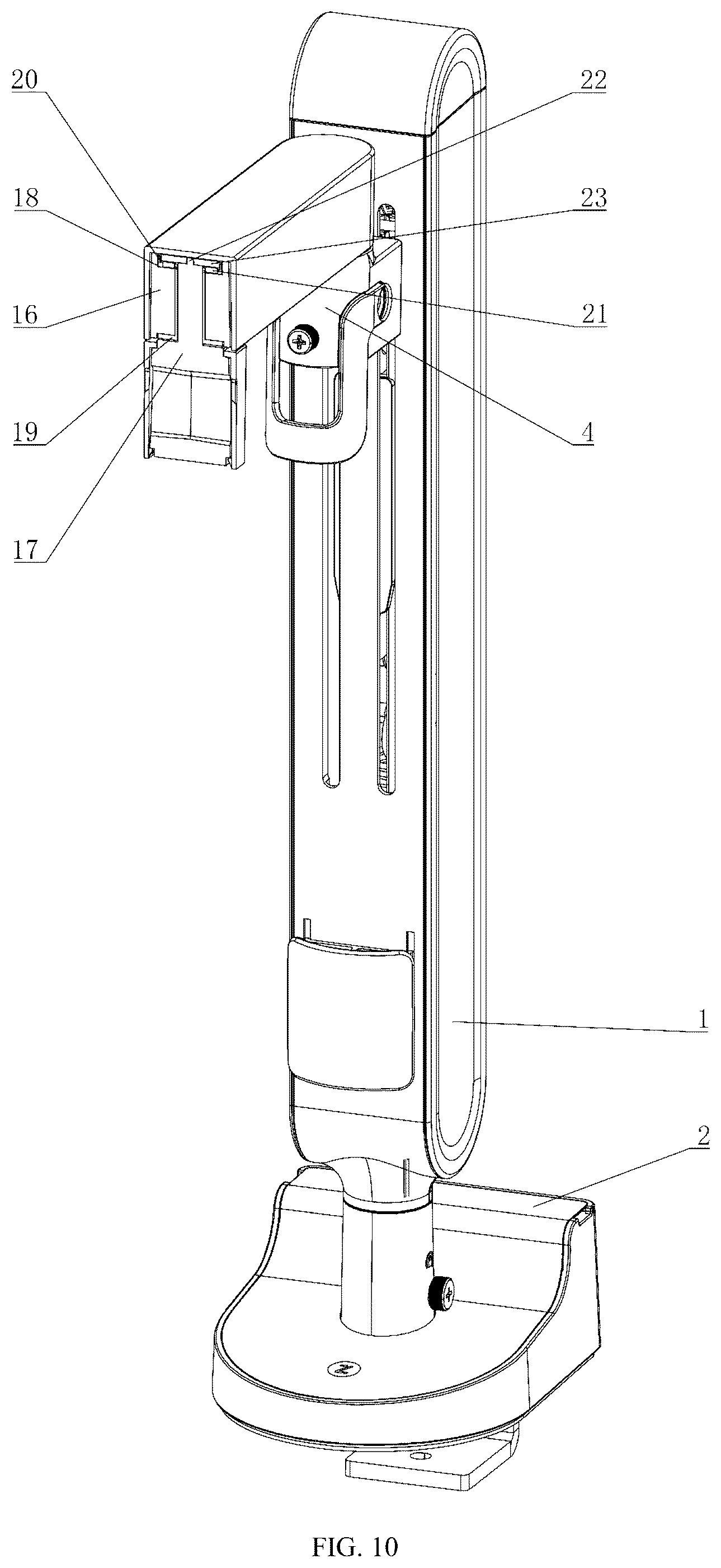 Patent US12504110 Figure 10 – Display support facilitating multi-directional adjustment and being telescopic