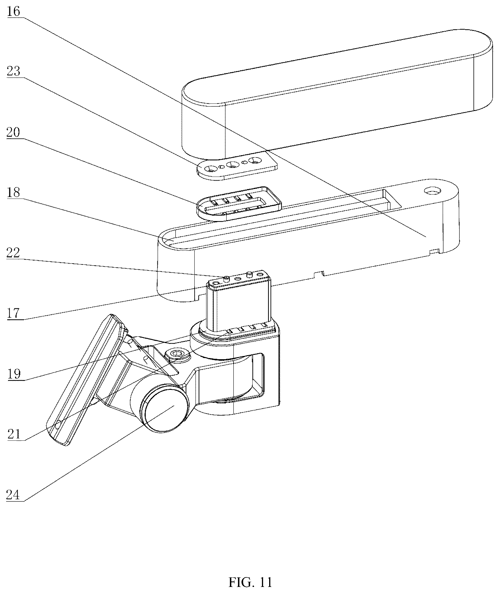 Patent US12504110 Figure 11 – Display support facilitating multi-directional adjustment and being telescopic
